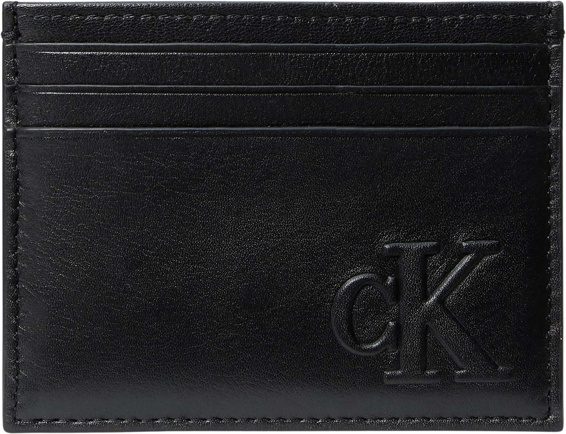 Calvin Klein Men’s Bold Leather Card Holder, Black (Black), One Size