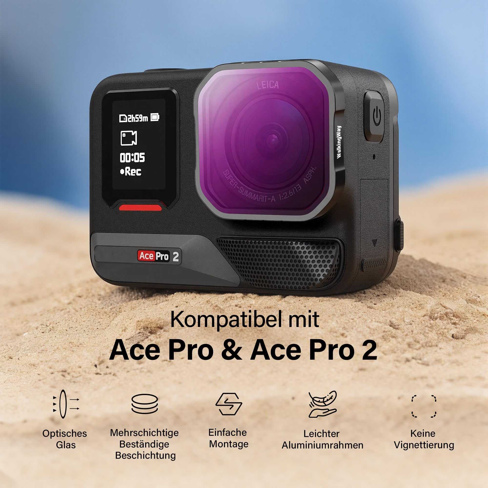WalkingWay 4-in-1 Set Black Mist 1/4 CPL UV LPR-Nachtfilter für Ace Pro 2