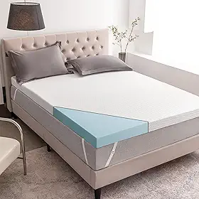 Cobertura de colchão de espuma viscoelástica de gel, tamanho completo, 5 cm, cobertura de cama respirável com capa removível, almofada de colchão de alta densidade para alívio da dor, sem cheiro,