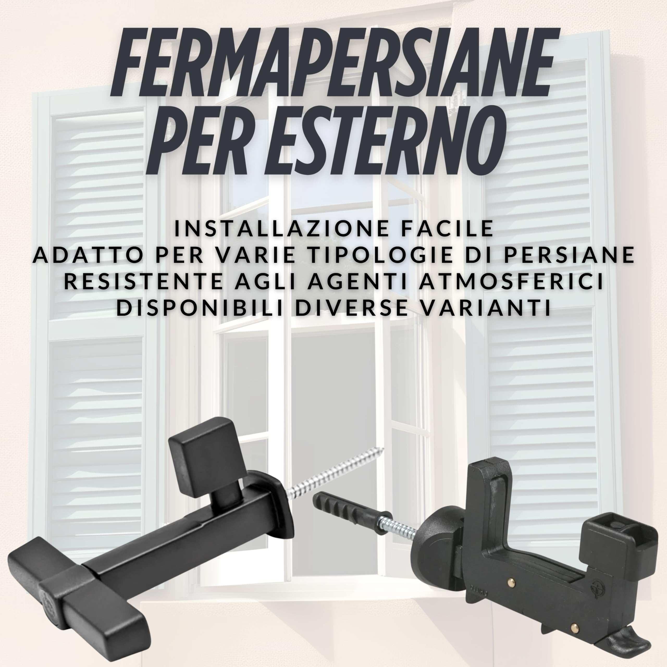 Outdoor Blind Clip with Anchor - Weather Resistant - Suitable for Windows up to 60mm Thickness - Accessory Door Stop (Manual) - Image 3