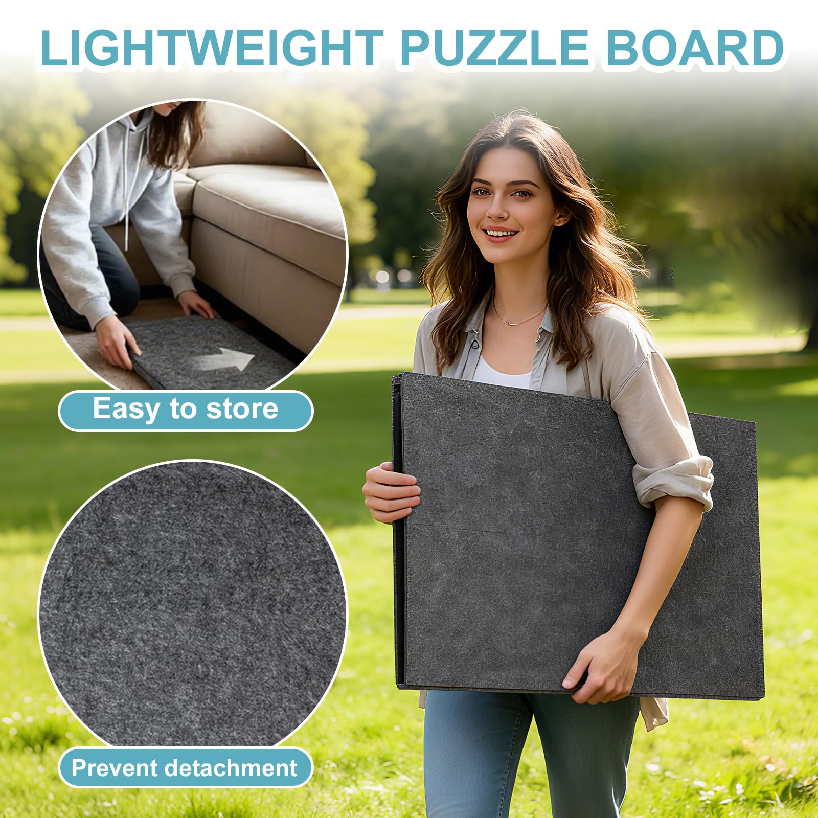 Składana deska do puzzli, 1000 elementów, ze stojakiem 2 w 1 i osłoną, uchylna deska z 6 sortownikami, stół do przechowywania, prezent dla dzieci i dorosłych, 80 x 60 cm