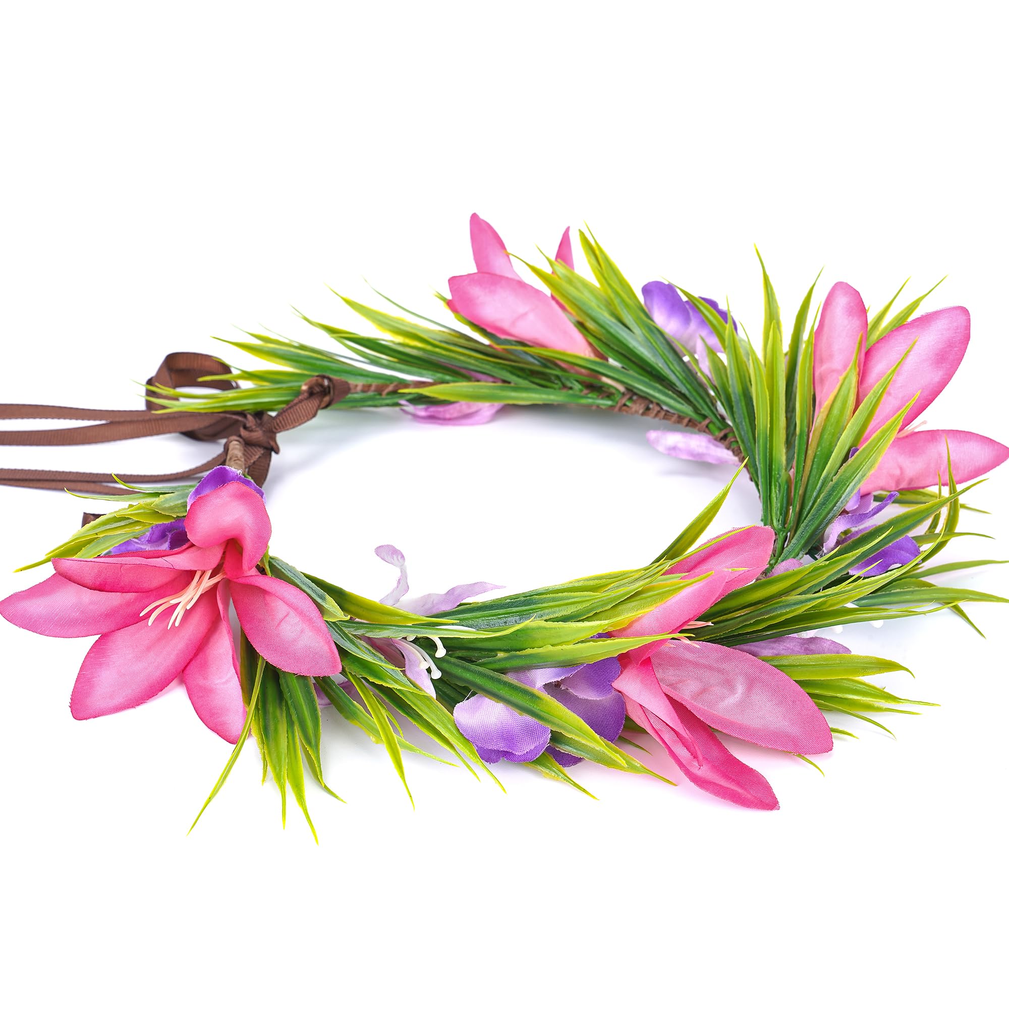 KorViSHOW Hawaiian Flower Hair Accessories - Artificial Hawaii Floral Headpiece Tropical Flower Crown Lei Luau Costume Headband Accessories for Women
