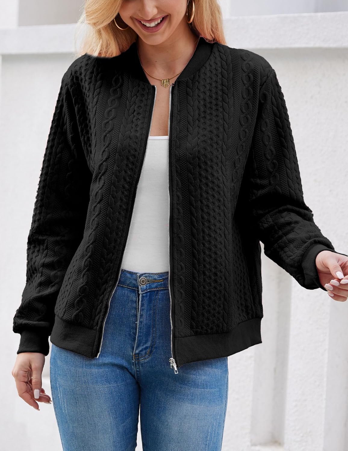 Zip Up Sweatshirts for Women Casual Outfits Cardigan Outerwear Trendy Winter Jackets Coat - Image 3