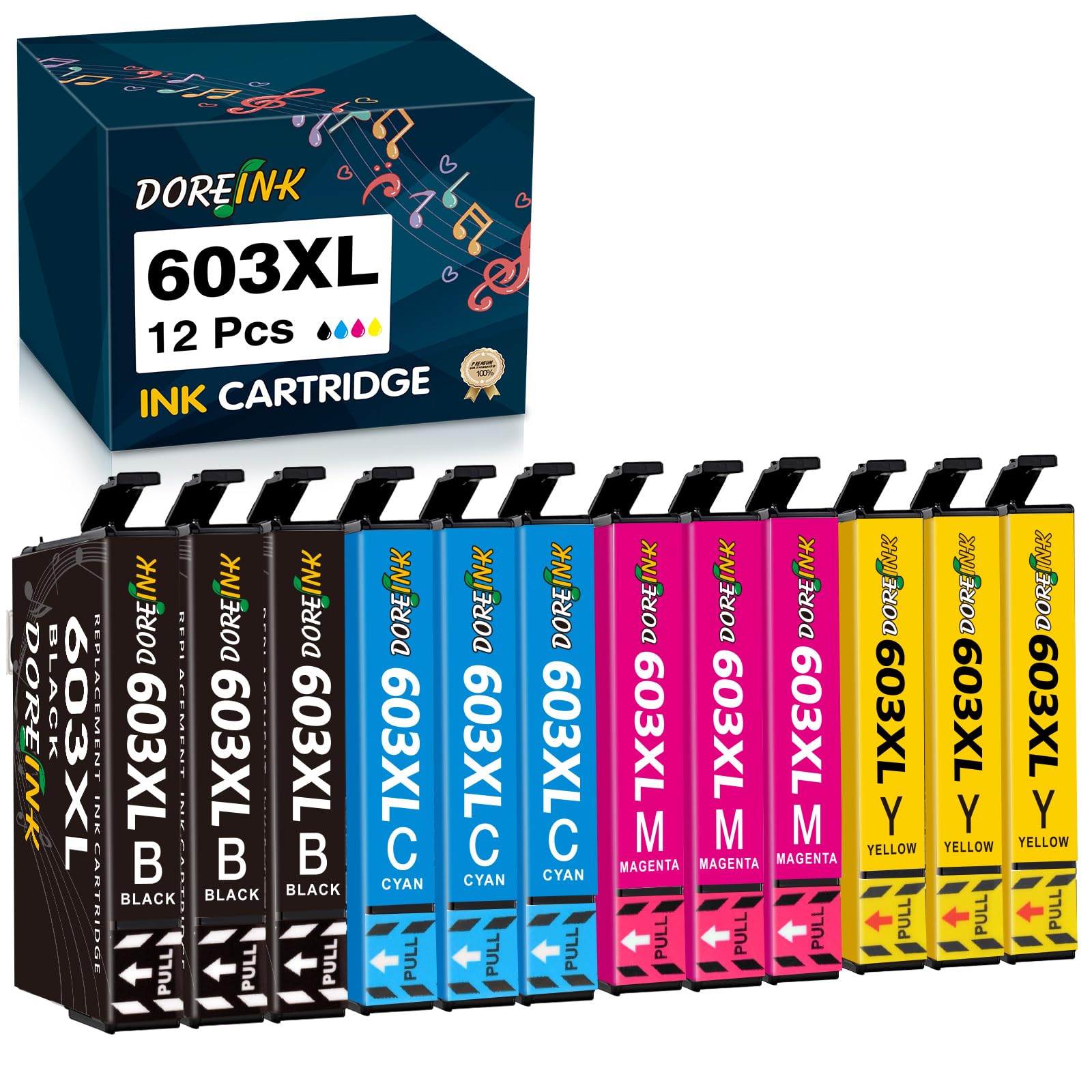 12-Pack Ersatz für 603 XL Druckerpatronen Kompatibel mit Epson Expression Home XP-3100 XP-3105 XP-2100 XP-2105 XP-4100 XP-4155 Workforce WF-2810 WF-2830 WF-2835 WF-2850