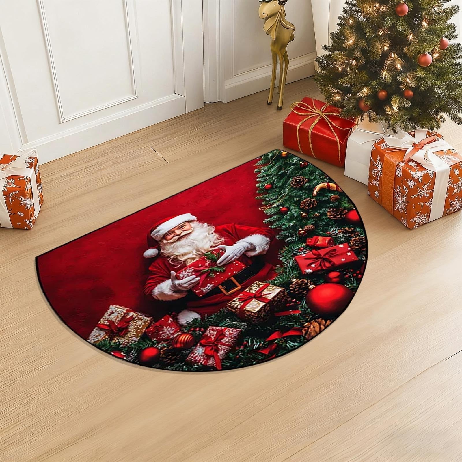 Christmas Door Mat, 60 * 90cm Merry Christmas Welcome Mat for Front Door Entryway, Xmas Rustic Decorative Doormat for Indoor Outdoor Porch Holiday Seasonal Decoration
