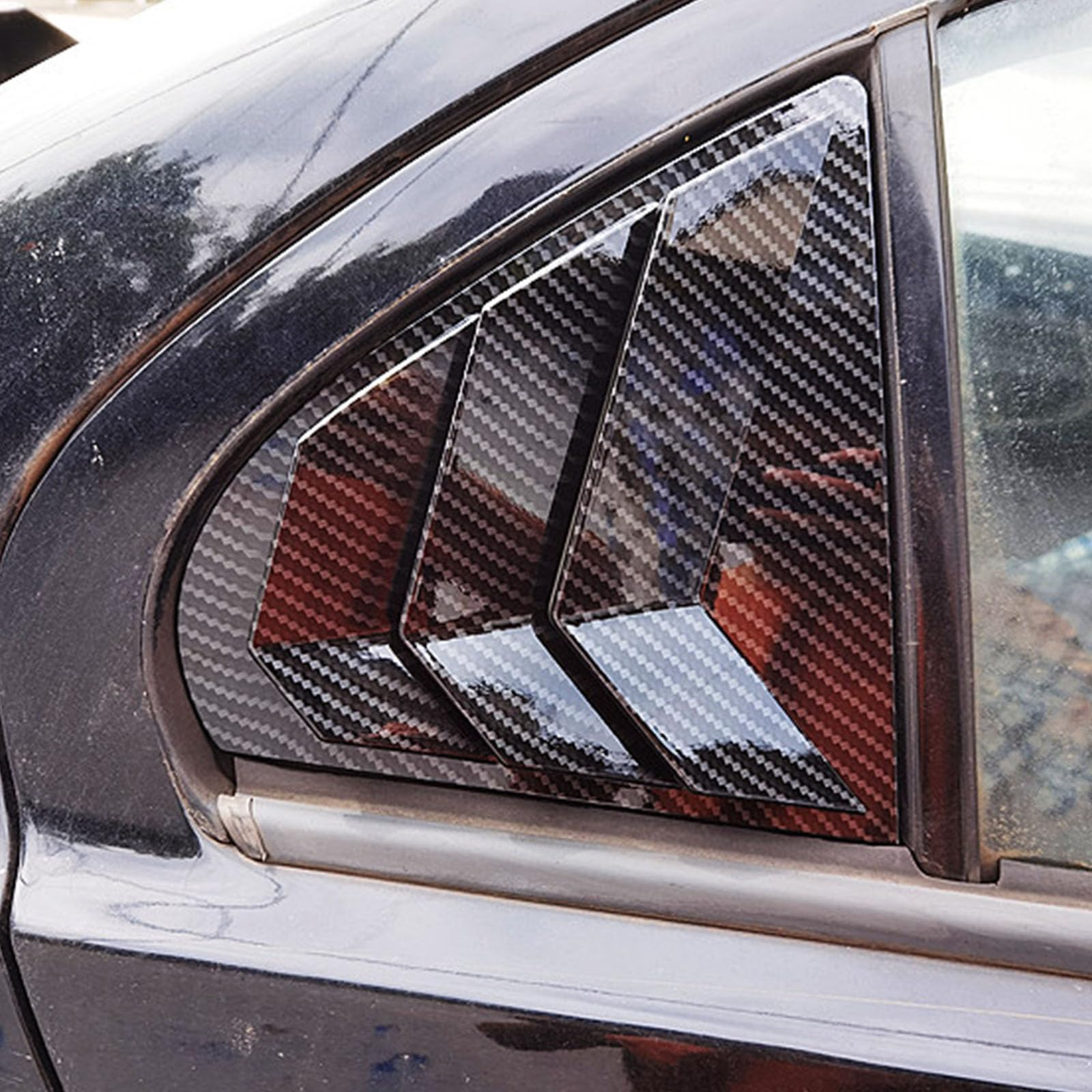 2 sztuki do Mitsubishi Lancer-Ex 2009-2016, tylne okiennice do samochodów, żaluzje boczne, osłony, wykończenia, akcesoria zewnętrzne ABS, B Carbon Fiber Look