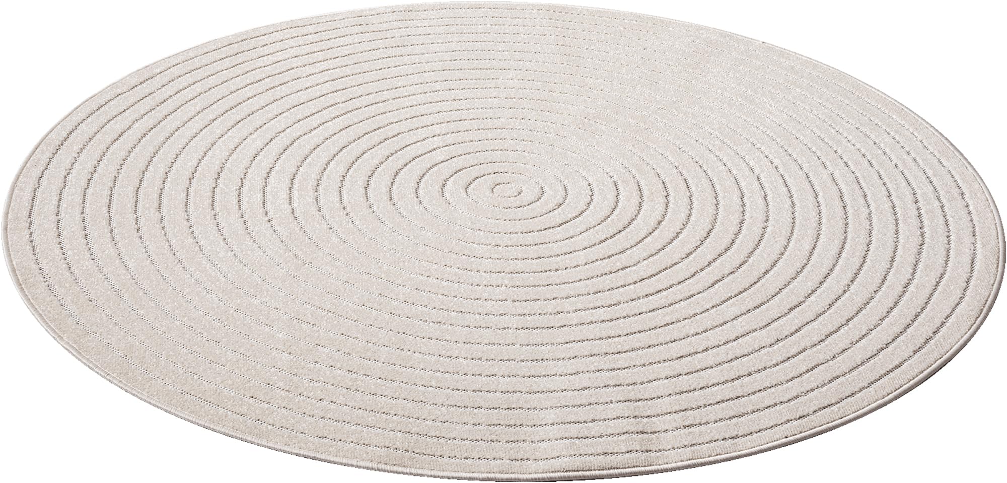 the carpet Santo Plus – Tapis d'extérieur de Haute qualité, adapté au Salon, à la Chambre et à la terrasse, résistant aux intempéries, Durable et Facile d'entretien, Crème, 160 cm Rond