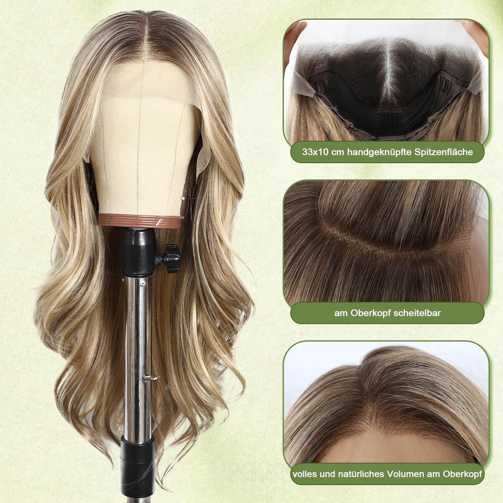 Sapphirewigs Blonde Perücke Lace Front 13x4 Synthetische Perücken Große Wellen Mix Braun Lace Front Haare Vorgezupft Tägliche Wear Party Date Weihnachten 22 inch