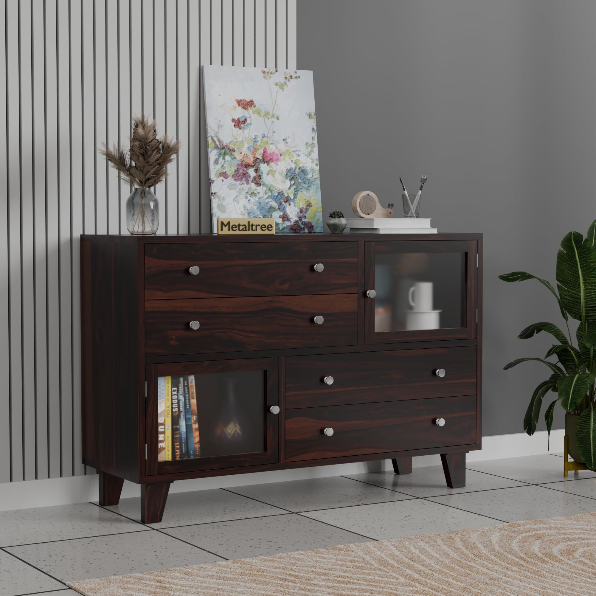 Solid Sheesham Wood Chest of Drawers (Walnut)-image-49