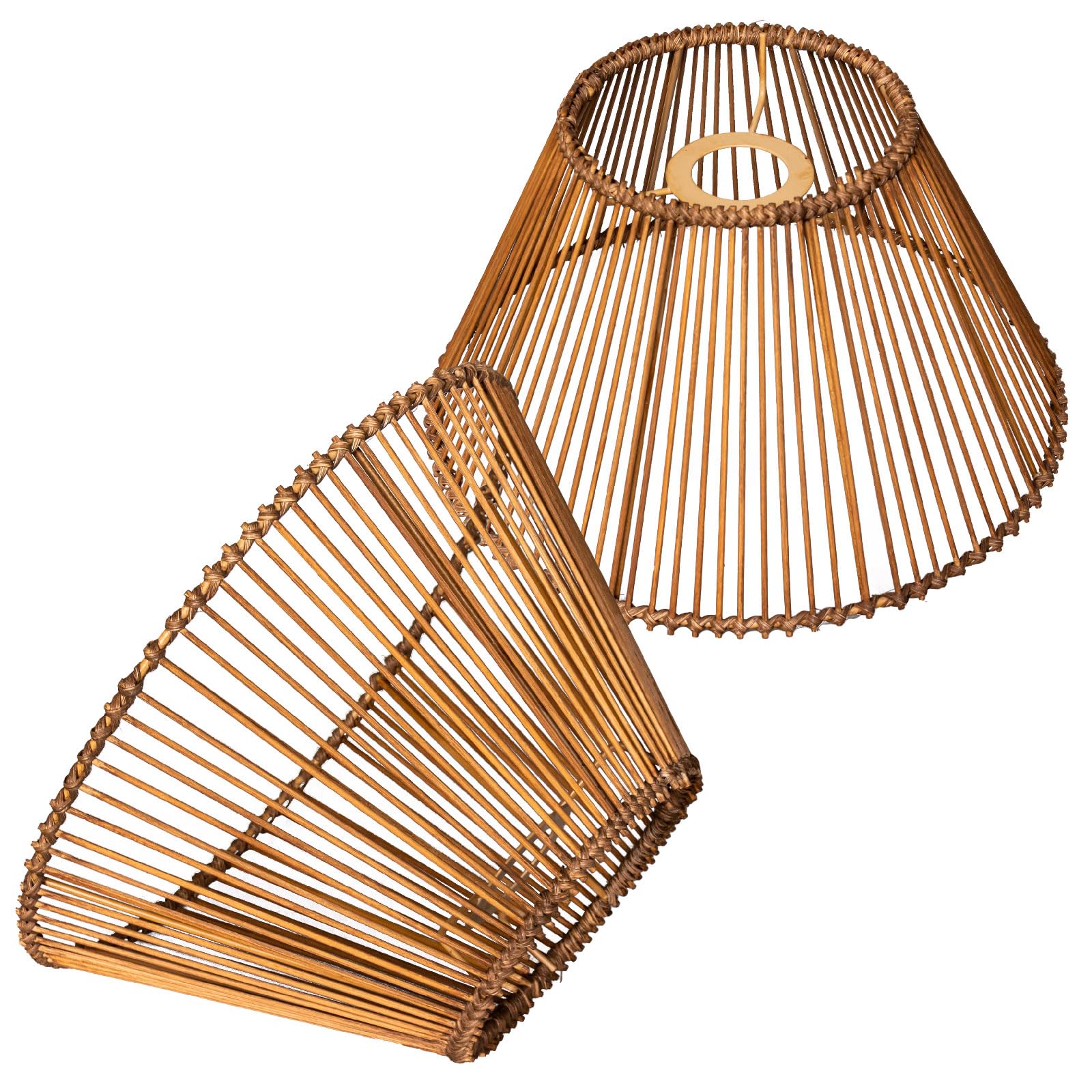 Klosz rattanowy, styl boho, kosz do lampy stołowej, lampa wisząca, lampa stojąca (2, ciemnobrązowy)