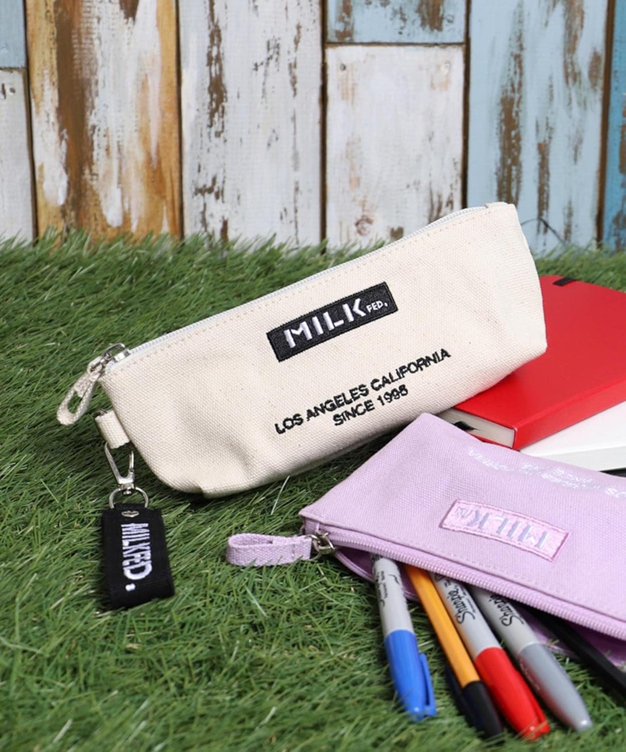 [ミルクフェド] ペンケース EMBROIDERED BAR PENCIL CASE MILKFED 103211054026
