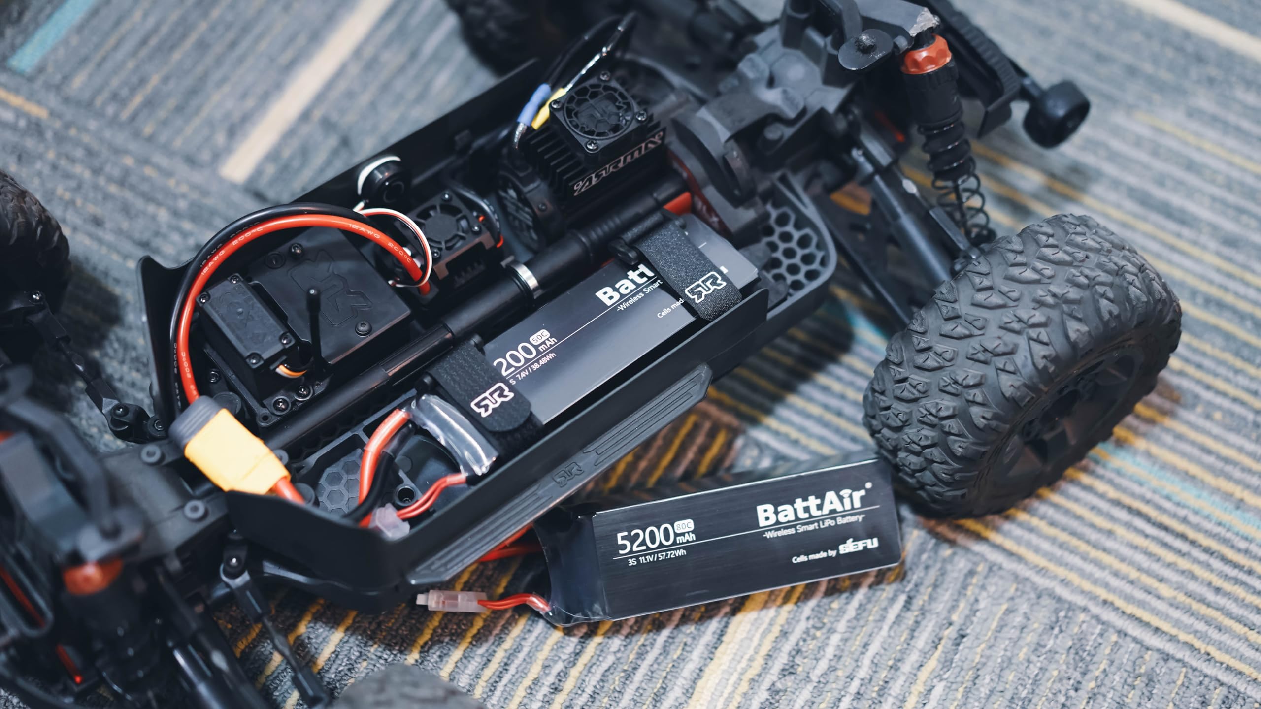 ISDT 7,4V Smart Lipo Akku 2S 50C 5200mAh BattAir Rc Auto Batterie mit XT-60 Stecker Hobby Akkus mit Lipo-Tasche für RC Flugzeug Hubschrauber Plane Boot 1:10,Per Mobiltelefon Bedienbar(2 Packs)