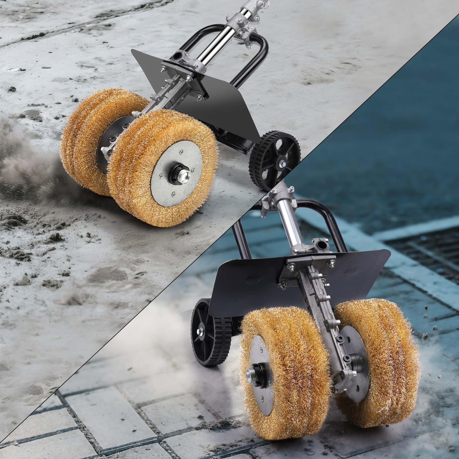 3850W Satiniermaschine für Holz Metall, 2X Schleifbürste Ø180mm, 6-Gang | 4000U/m, 94dB, zum Naturstein Fliesen Kunststoff Lackfläche, Bürstenschleifer Schleifmaschine mit Handgriff