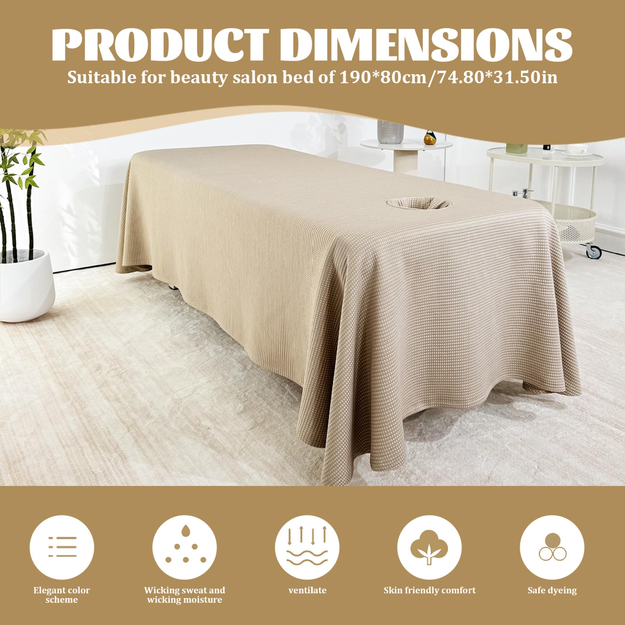 Jupe de table de massage respirante avec trou de visage, couverture de lit de beauté réutilisable, couvercle de lit de spa pour salon, café
