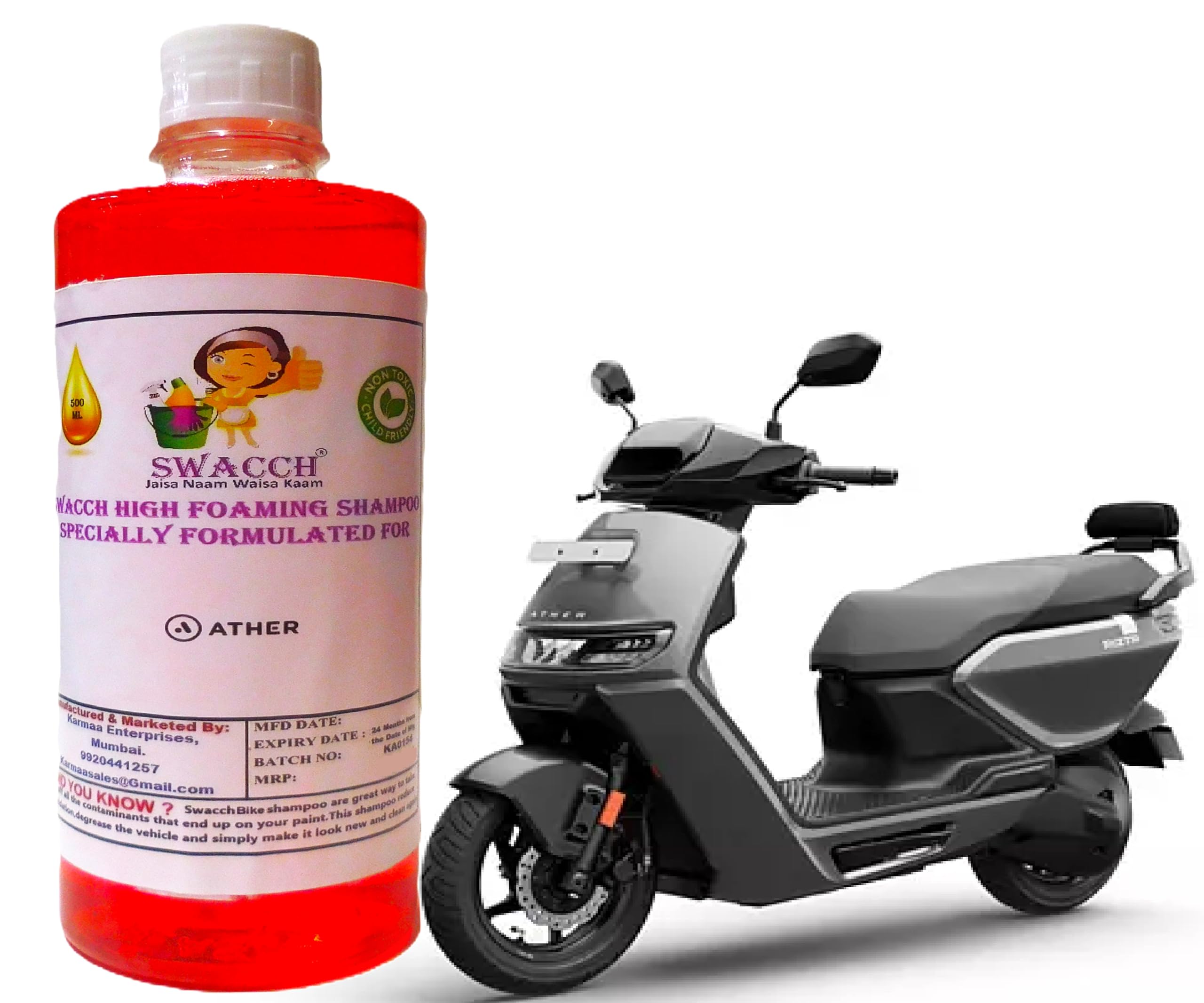 swacch High Foaming Bike Shampoo Formulated For Ather Rizta I Thick Foam with Wax Coat I Non-Toxic Formula I Ph Balanced I Super Saver Pack I Premium Wax Formulation I Glossy & Shine I 500ml-picture-28