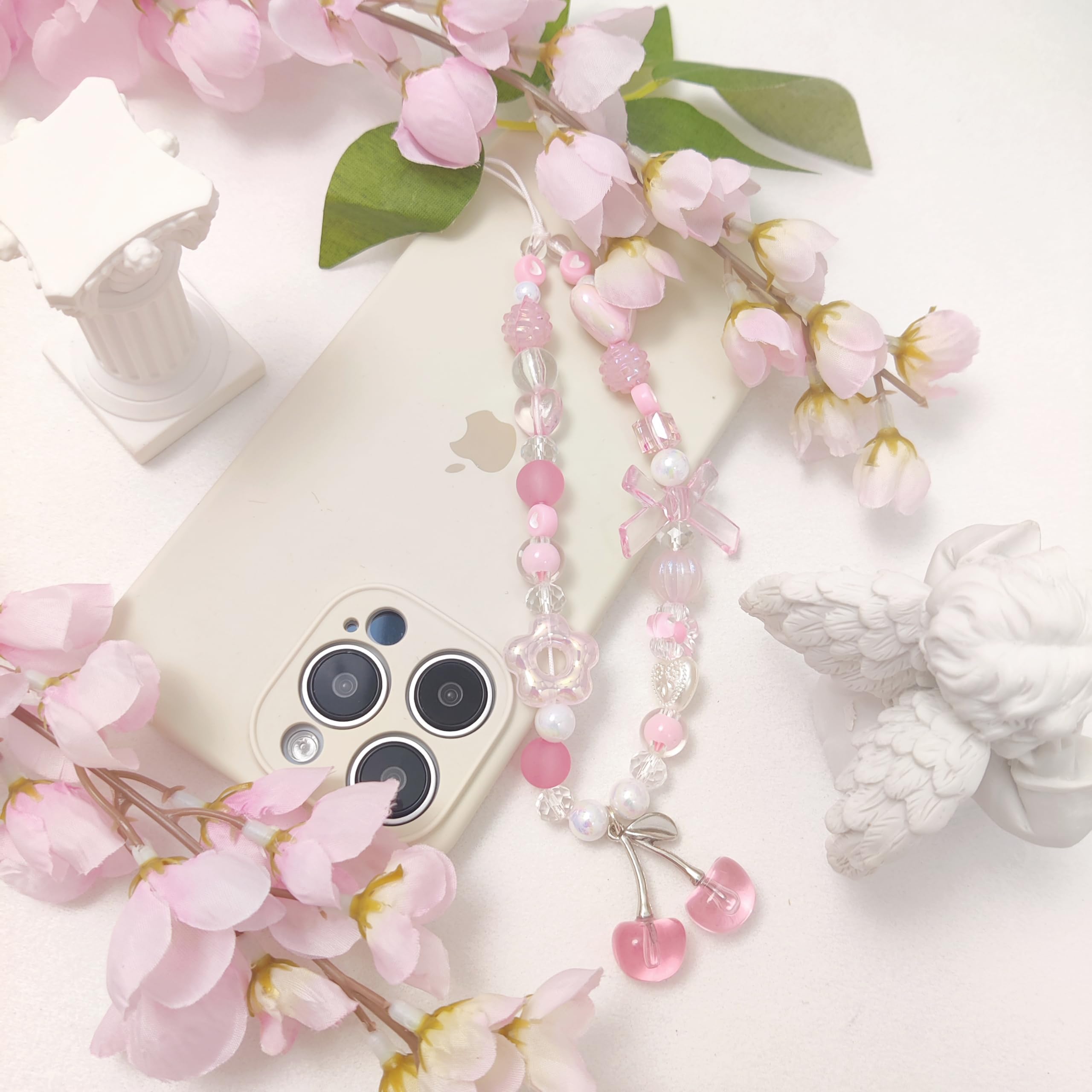 cioatu Zawieszka do telefonu komórkowego wiśnia motyl zawieszka torebka Airpods dekoracja aparatu