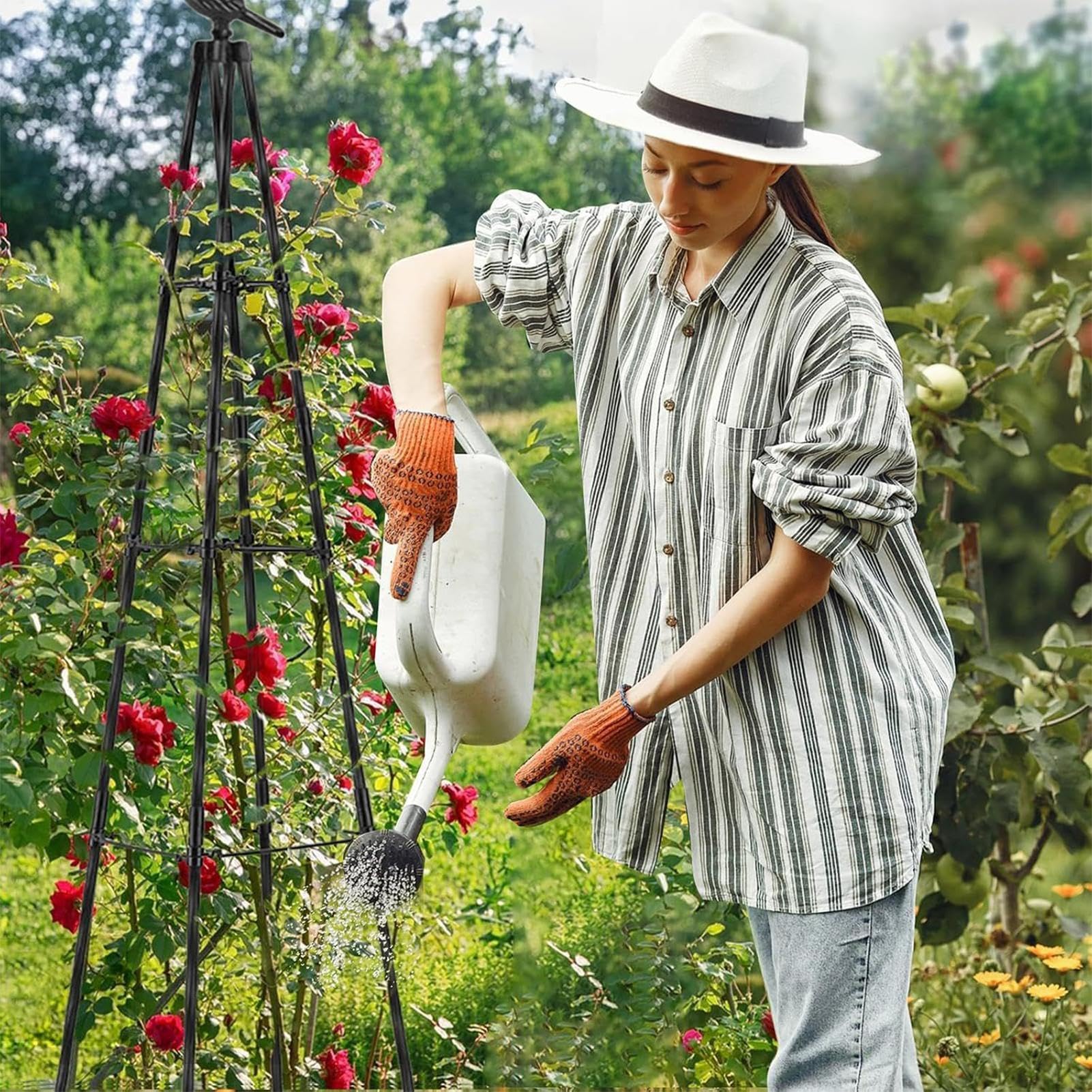 Tuteur Obélisque de Jardin Cage de Support Vertical en Métal