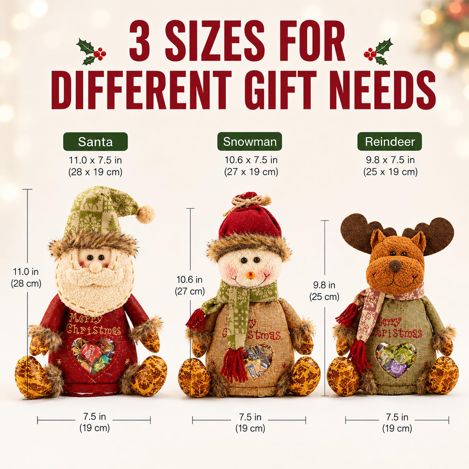 Christmas Gift Bags Zipper Design, Reusable Felt Bags for Small Gifts (2 sets)