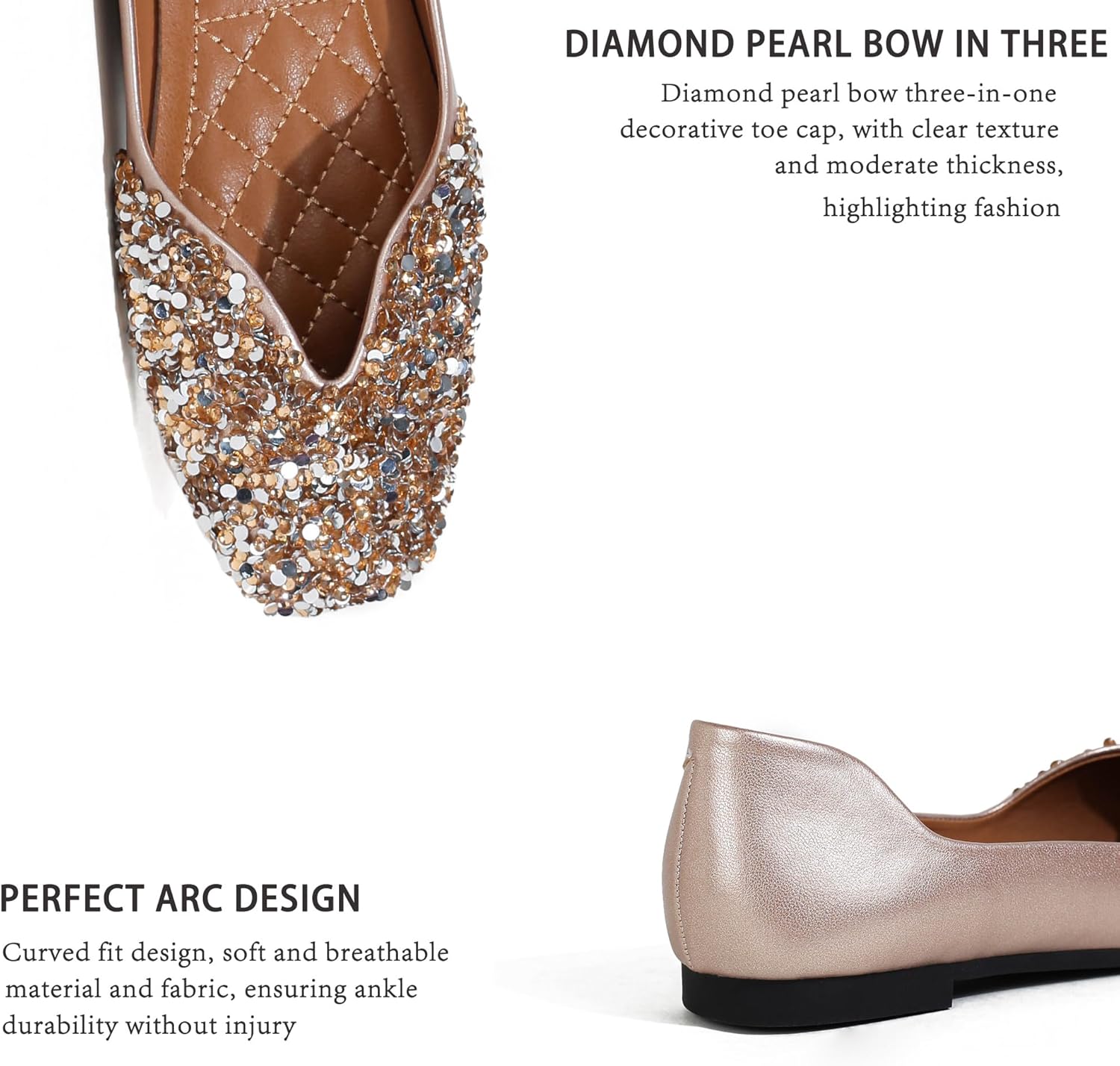 Flats Shoes Women Rhinestone Square Fashion Ballet Flats Wedding Flats for Women Comfortable Slip on Low Heel Dress Shoes - Image 8