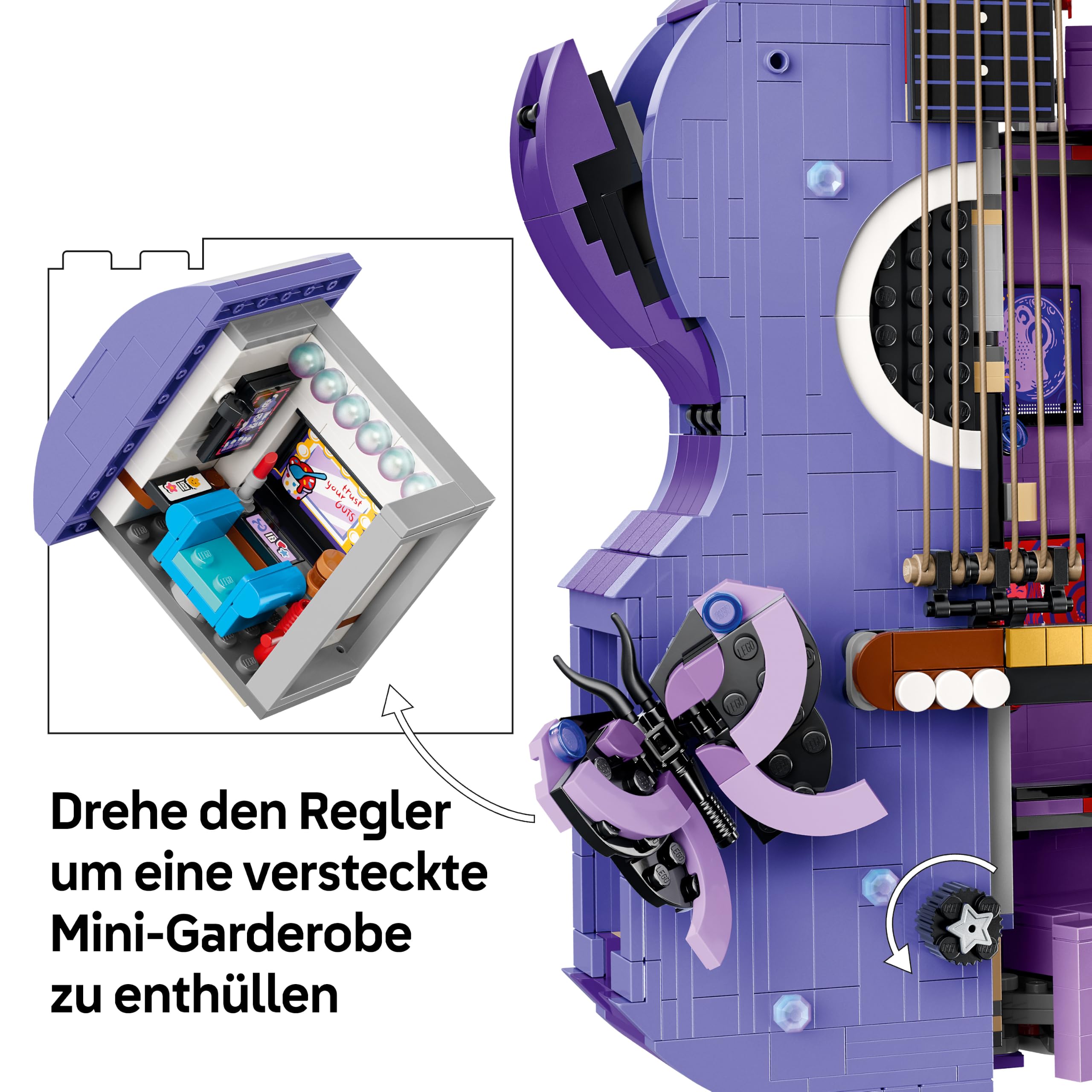 LEGO Editions Olivia Rodrigos Gitarre - 3D Modellbau mit 2 Minifiguren, Sternen & Schmetterlingen - Zimmer Deko - Musik Geschenk für Mädchen, Jungen ab 14 Jahren und Teenager Fans - 43031