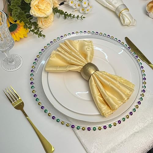 Miniatura 5 de Platos de carga redondos de plástico de 13 pulgadas, juego de 8, platos de carga para cena, boda, fiesta, decoración de eventos. (lámina metálica