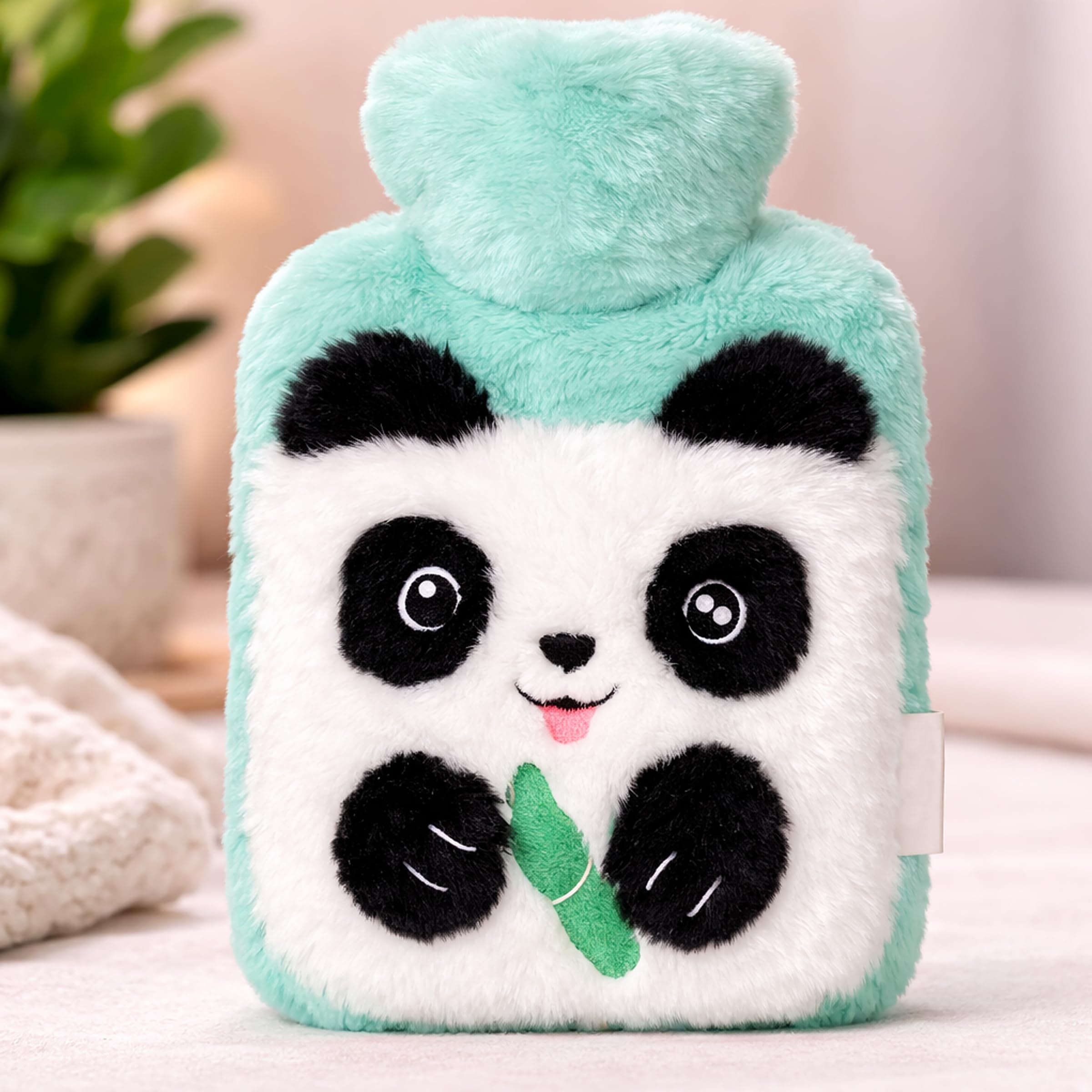 Toyshine 1000ml Cute Panda Design Hot Water Bottle with Cover for Kids Great Hand Warmer for Pain Relief Hot and Cold Therapy - Green-image-22