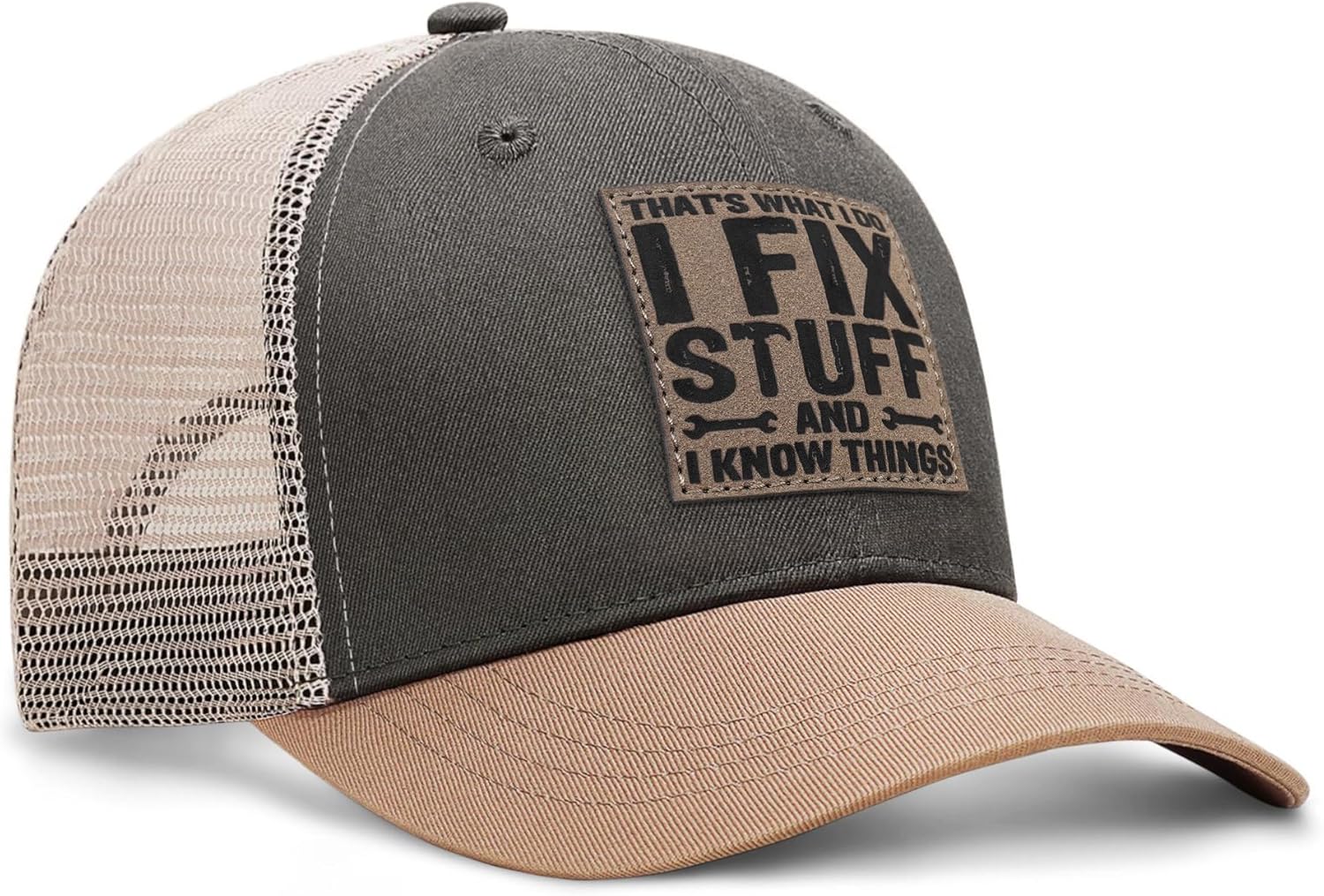 Funny Mens Trucker Hats - I Fix Stuff and Know Things Hat for Men Dad Father Uncle - Adjustable & Breathable Casual Wear - Image 3