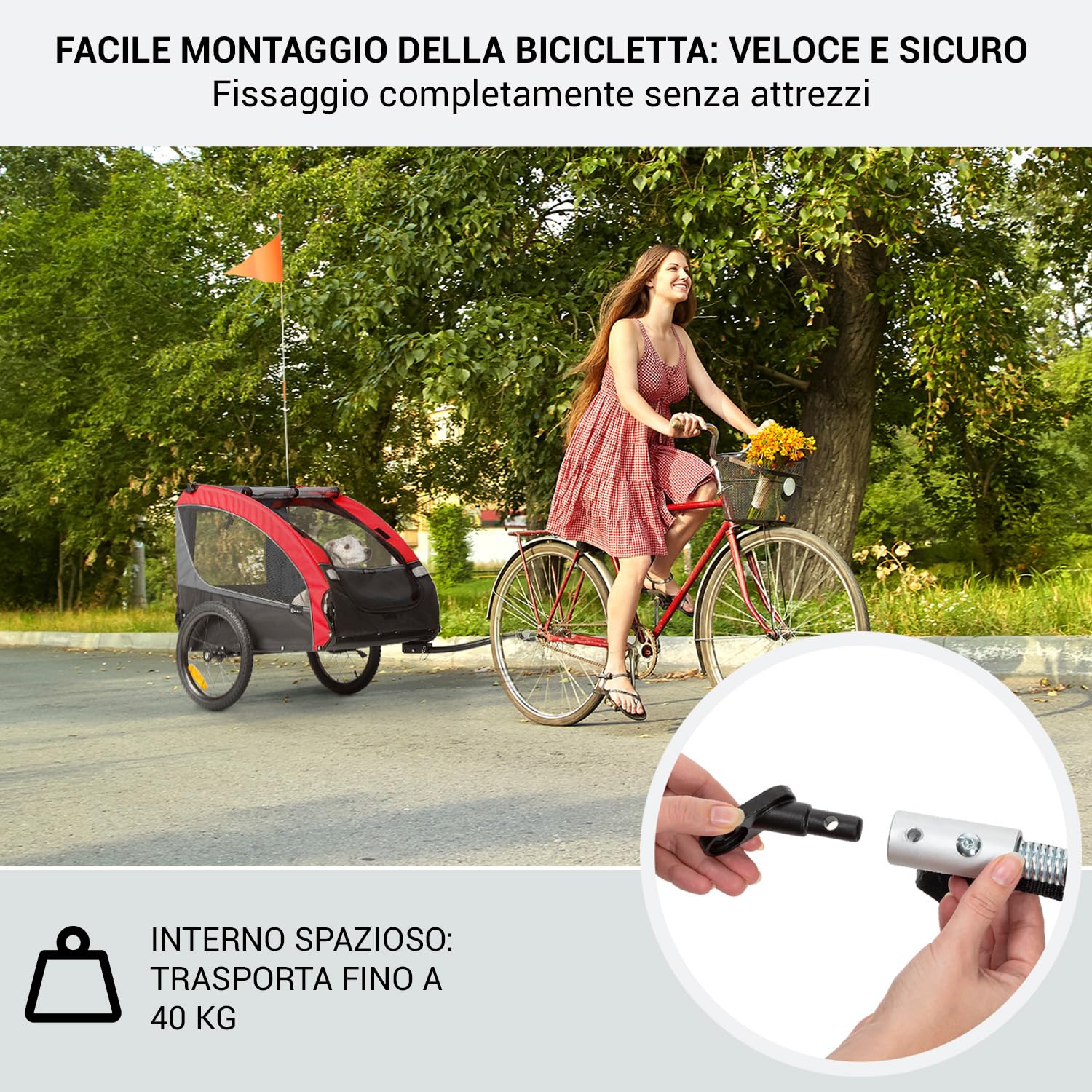 Klarfit Husky Vario 2 in 1 - Rimorchio da Bici e Passeggino per Cani, Carrello Bici, Vol 240 L, Materiale: 600D Oxford Canvas, SmartSpace Concept, Carico Massimo: 40 kg