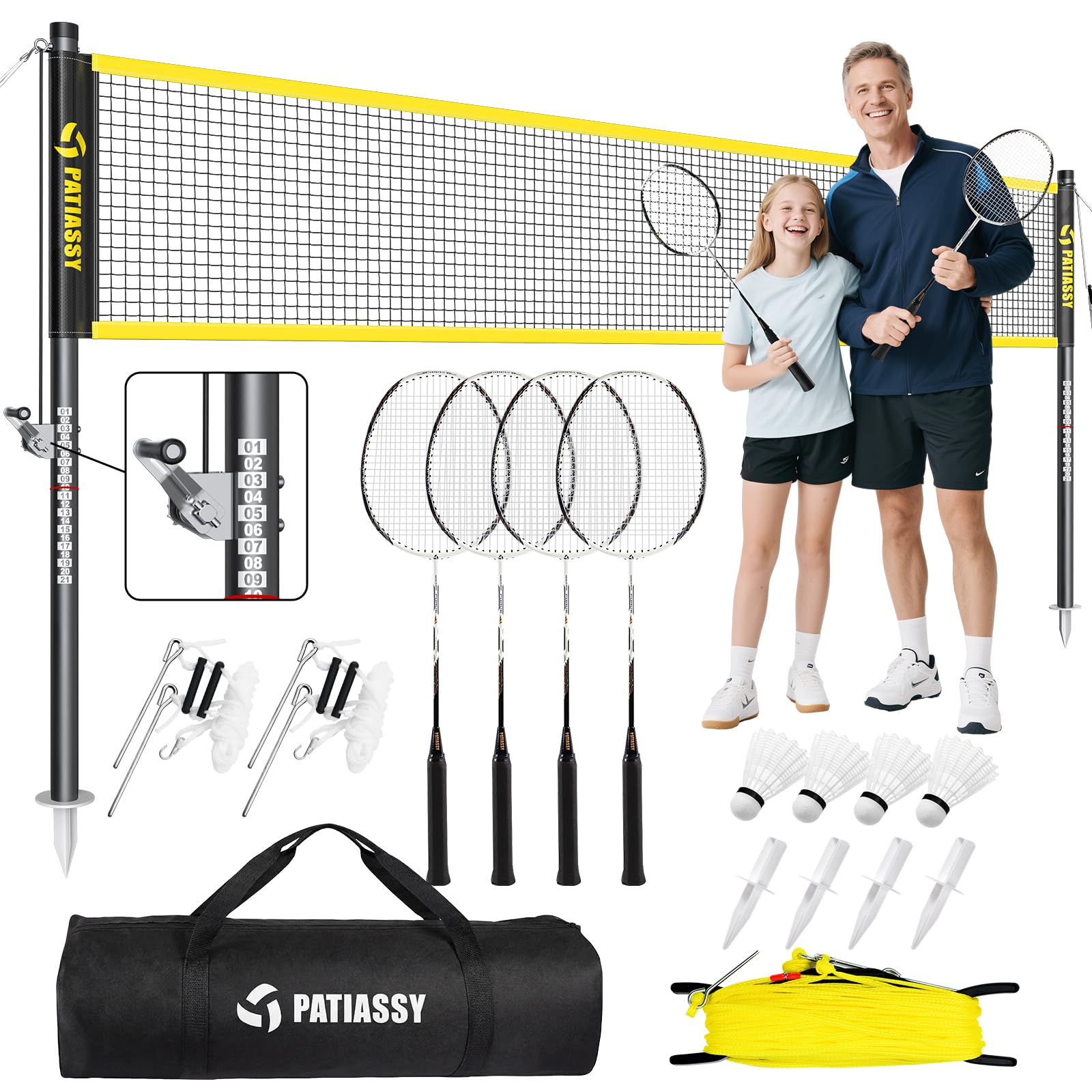 Patiassy Professional Badminton Set with Winch System
