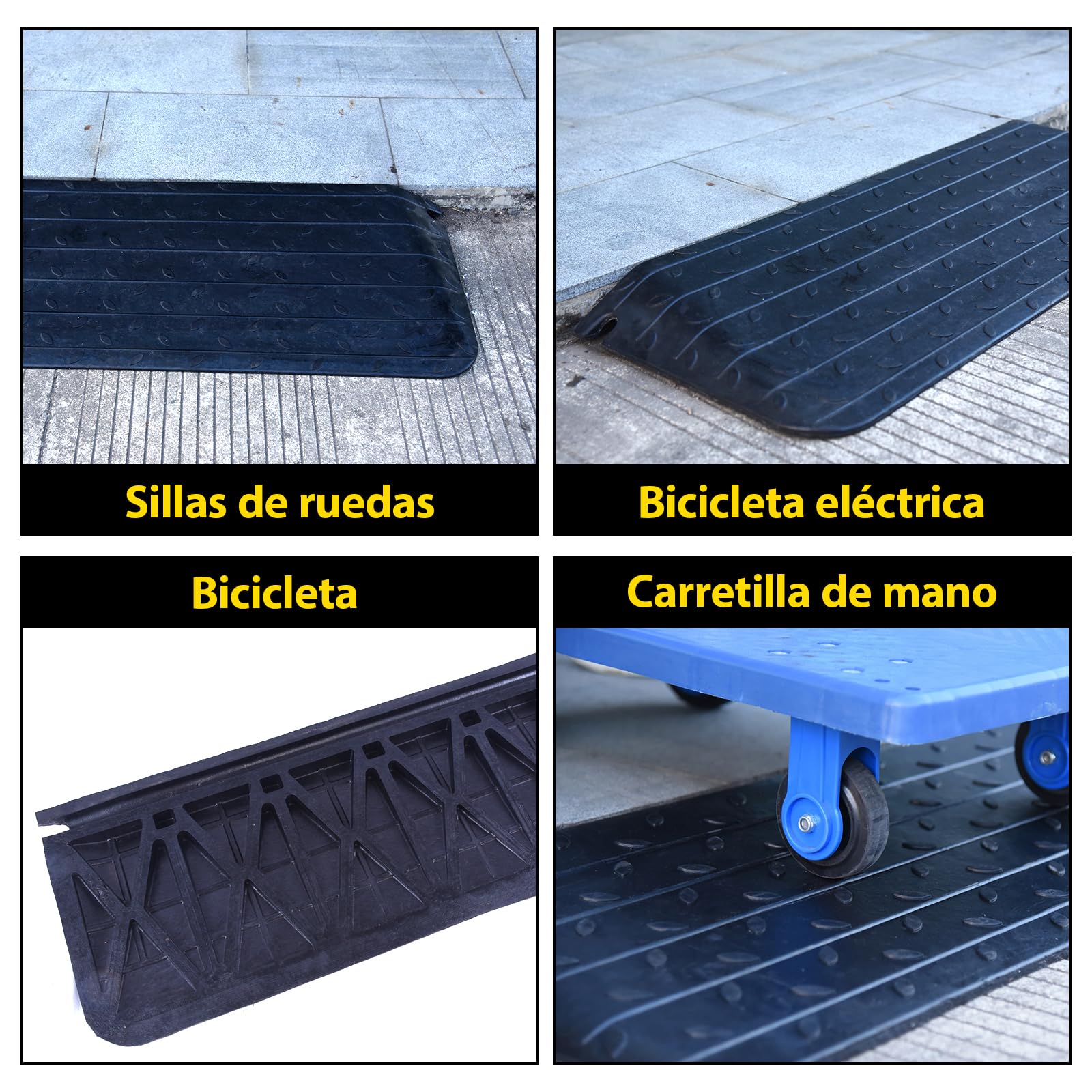 Rampa de Goma para sillas de Ruedas,Alto 6 cm Umbral Rampas,1 Piezas,Antideslizantes Rampas Sillas de Ruedas para Umbrales Escaleras,para sillas de Ruedas, Scooters