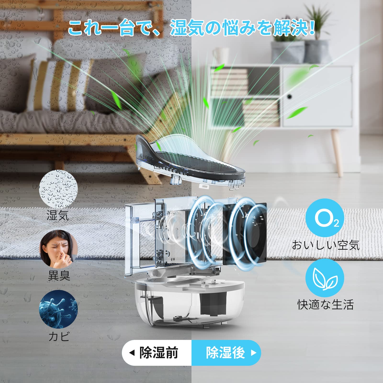 Amazon | 除湿機 小型 静音 ペルチェ式 コンパクト 自動停止機能搭載