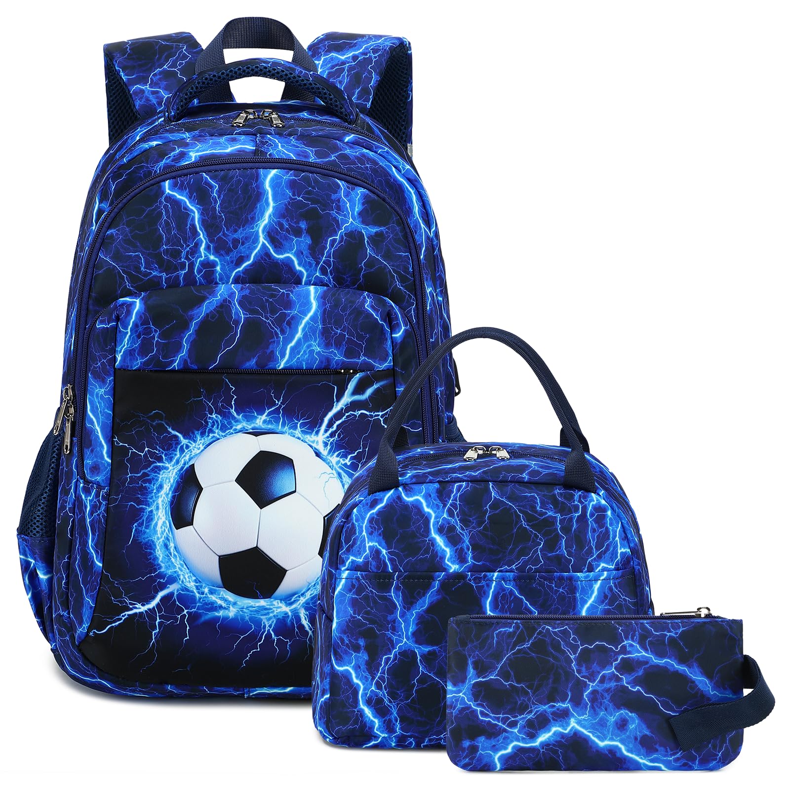 LEDAOU Mochila escolar para jóvenes y adolescentes, para niñas, para el tiempo libre, Fútbol de re, large, Mochila escolar