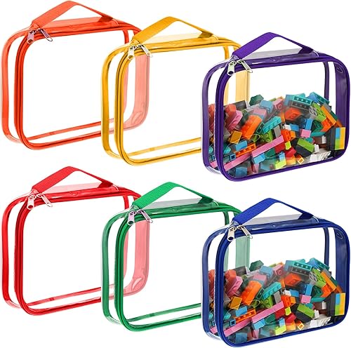Sanwuta Paquete de 6 bolsas de almacenamiento de juguetes, bolsas organizadoras de PVC con cremallera, bolsas de juguetes impermeables para juegos