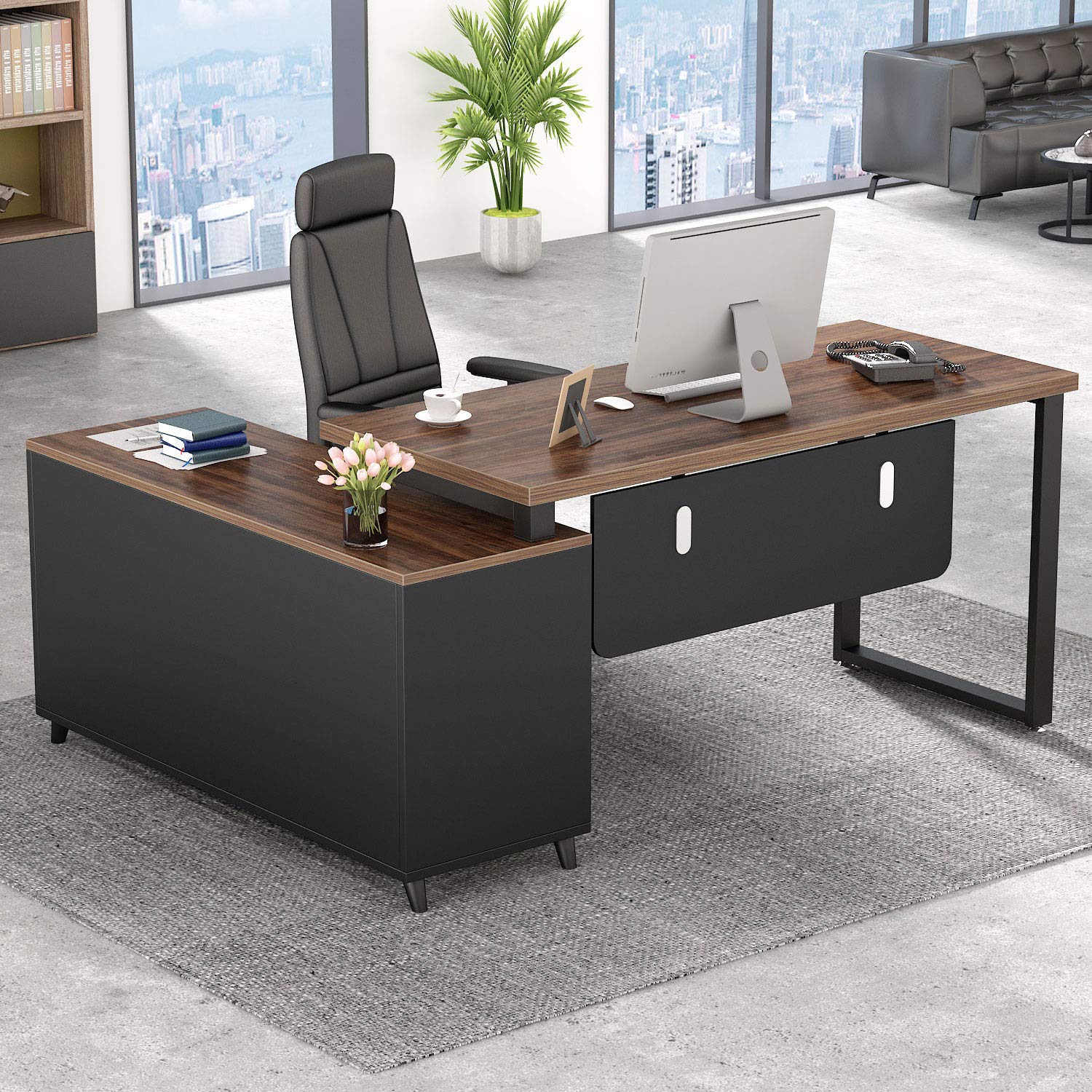 Tribesigns LShaped Computer Desk, 55 Inch Large Executive Office Desk