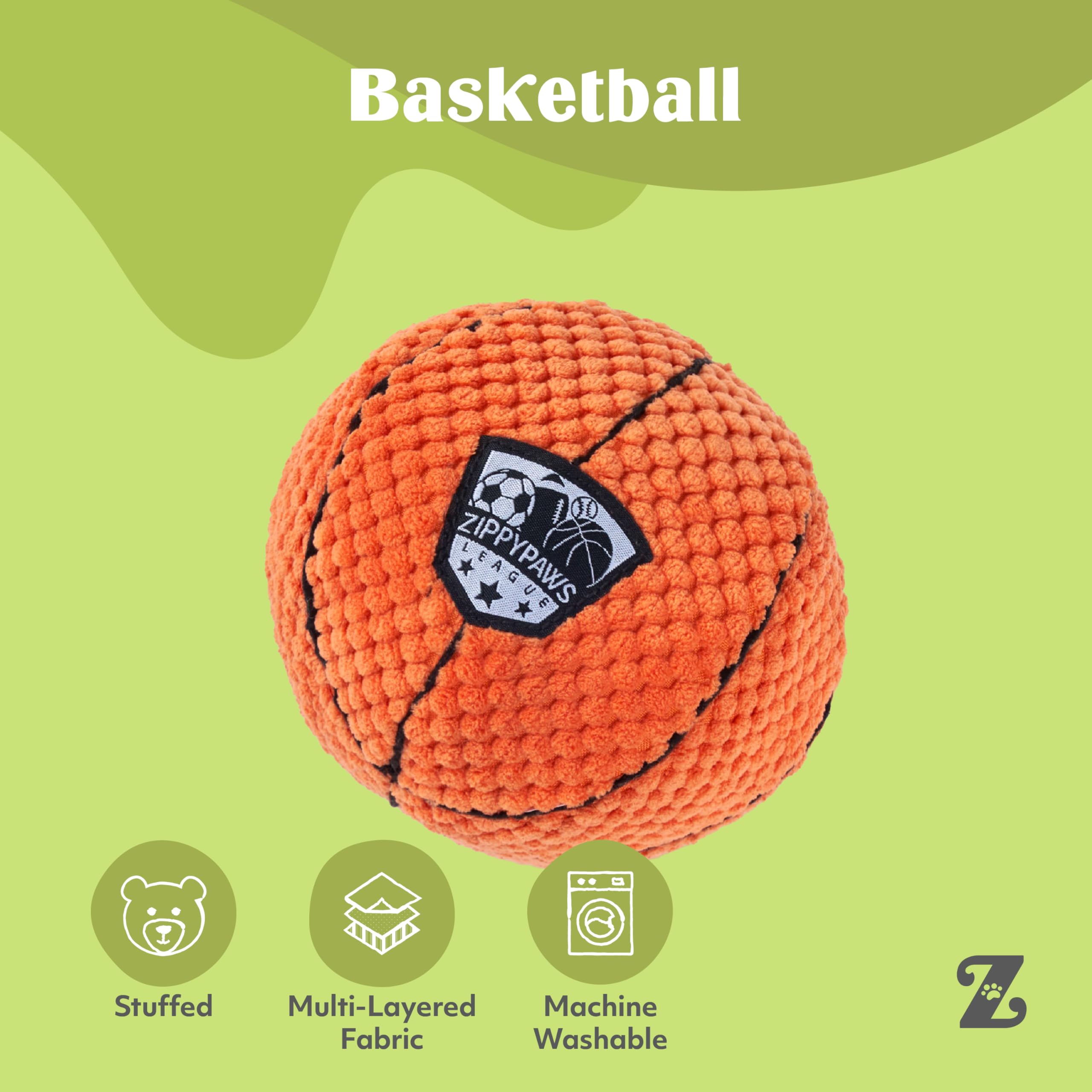 ZippyPaws SportsBallz – Jouet couineur pour chien pour les garder occupés, peluche amusante pour chiens de petite, moyenne et grande taille, jouet en peluche mignon, produit pour animaux de compagnie