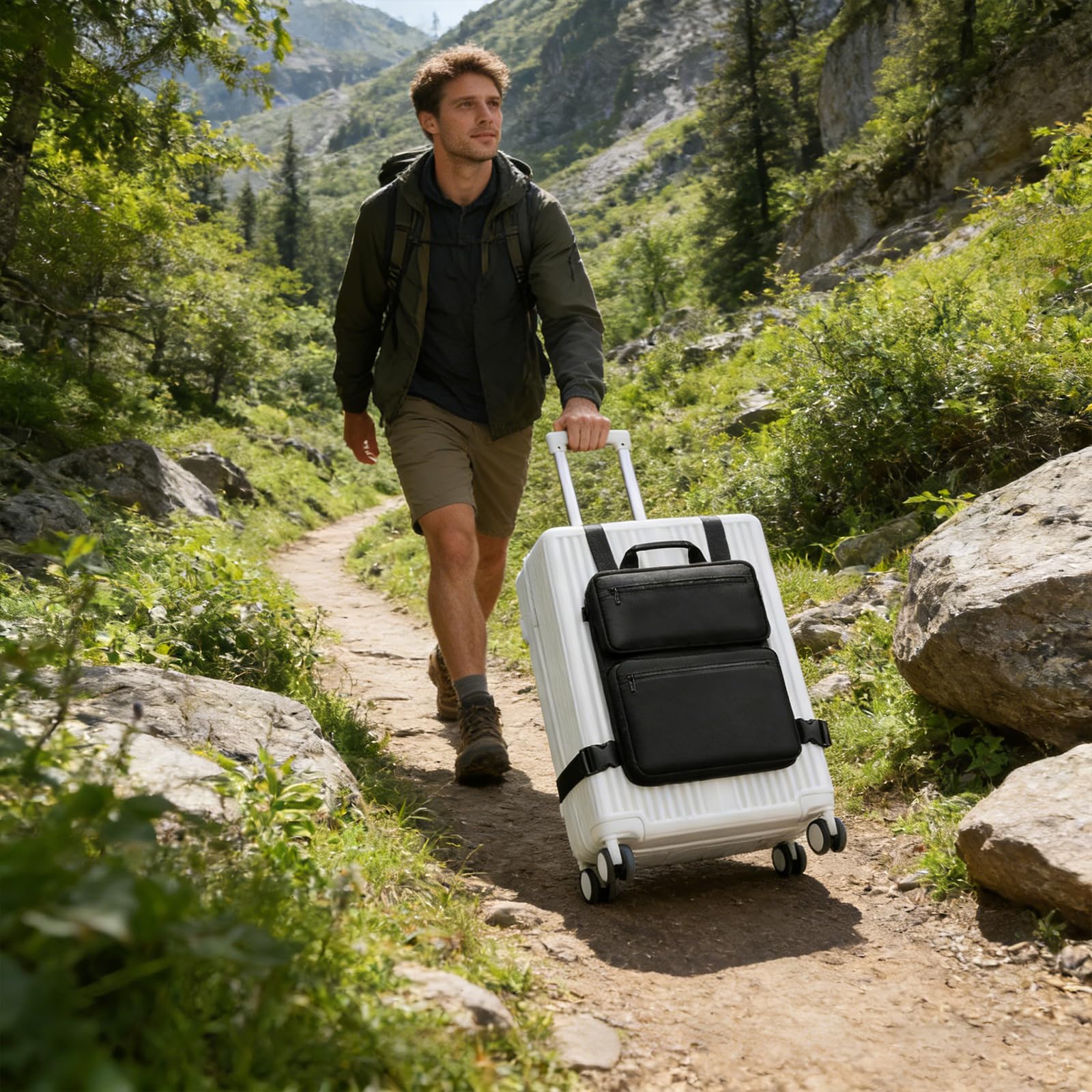 Borsa per computer espandibile a scomparti multipli con protezioni antiurto in tessuto Comoda maniglia Soluzione archiviazione da viaggio Custodia per laptop antiurto