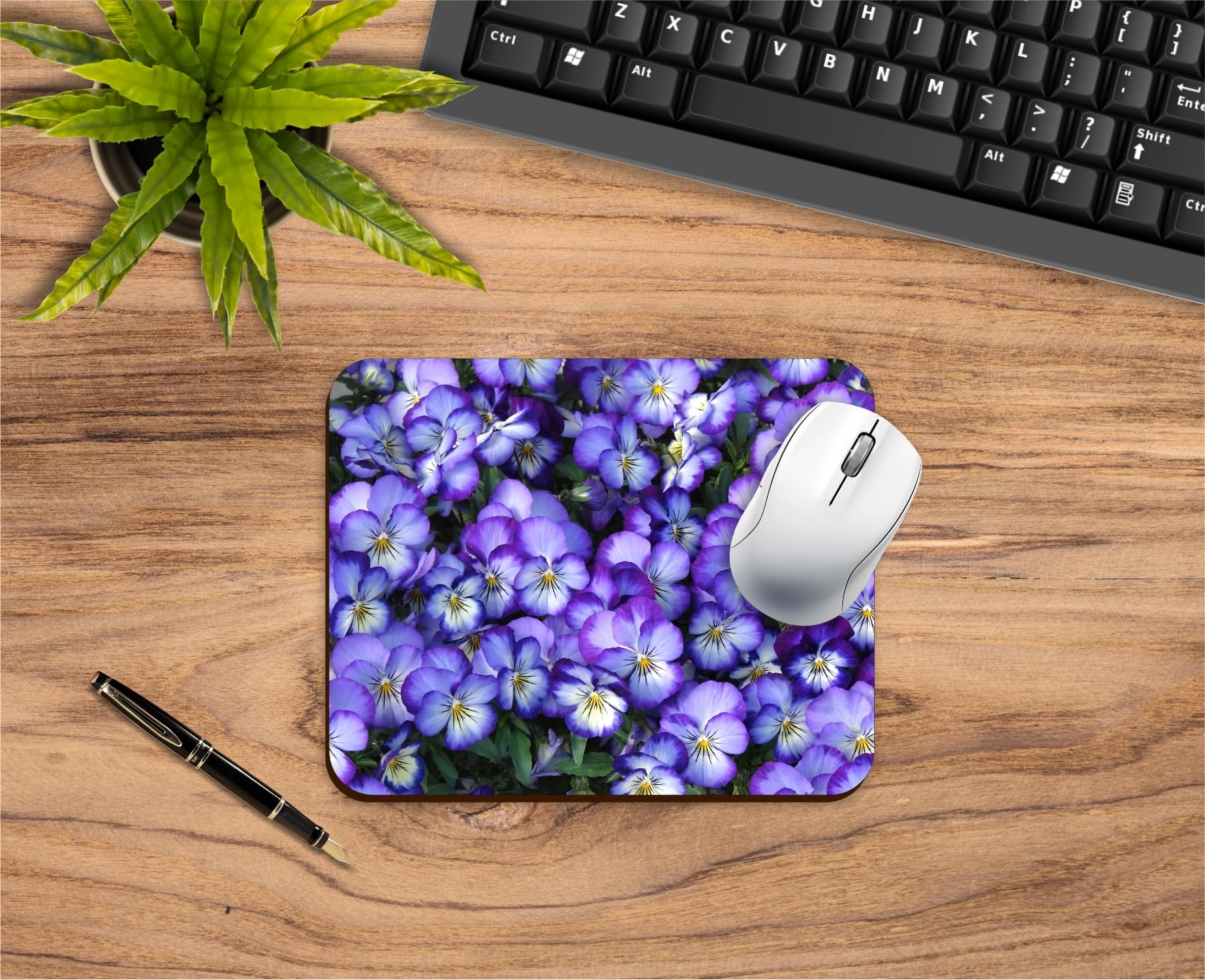 DECOR KAFE Purple Pansy Floral Mouse Pad, 23 x 19 cm, Non-Slip Gaming Mouse Mat-image-15
