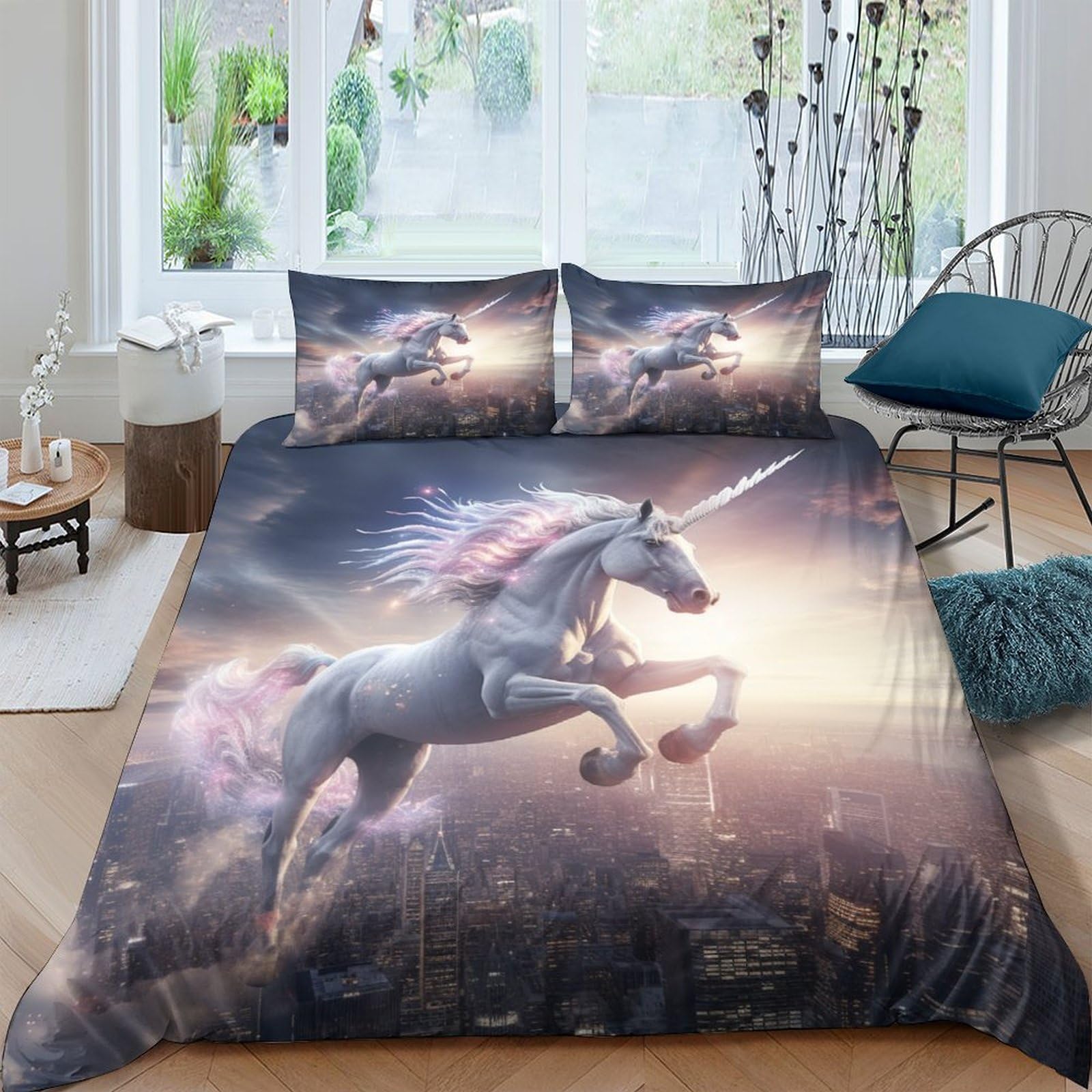 Funda para edredón de caballo sagrado 3D el regalo perfecto de cumpleaños infantil para camas dobles