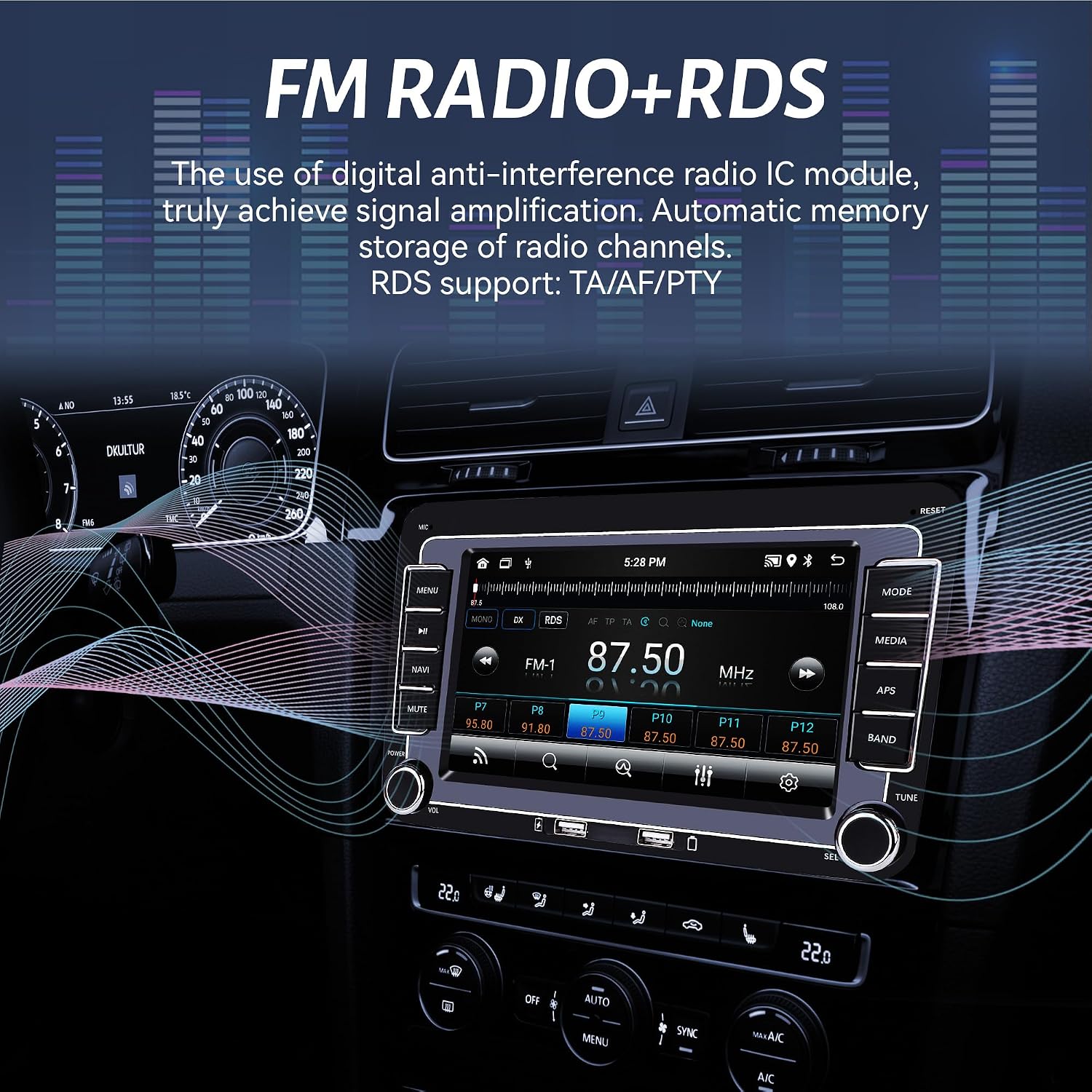 Car Radio for Volkswagen VW CC Passat B7 Polo Golf 5 6 Jetta mk5 mk6, 2+32G AHD 7'' Double DIN Touchscreen Carplay Touch Screen Android Auto Stereo, GPS FM BT Camera