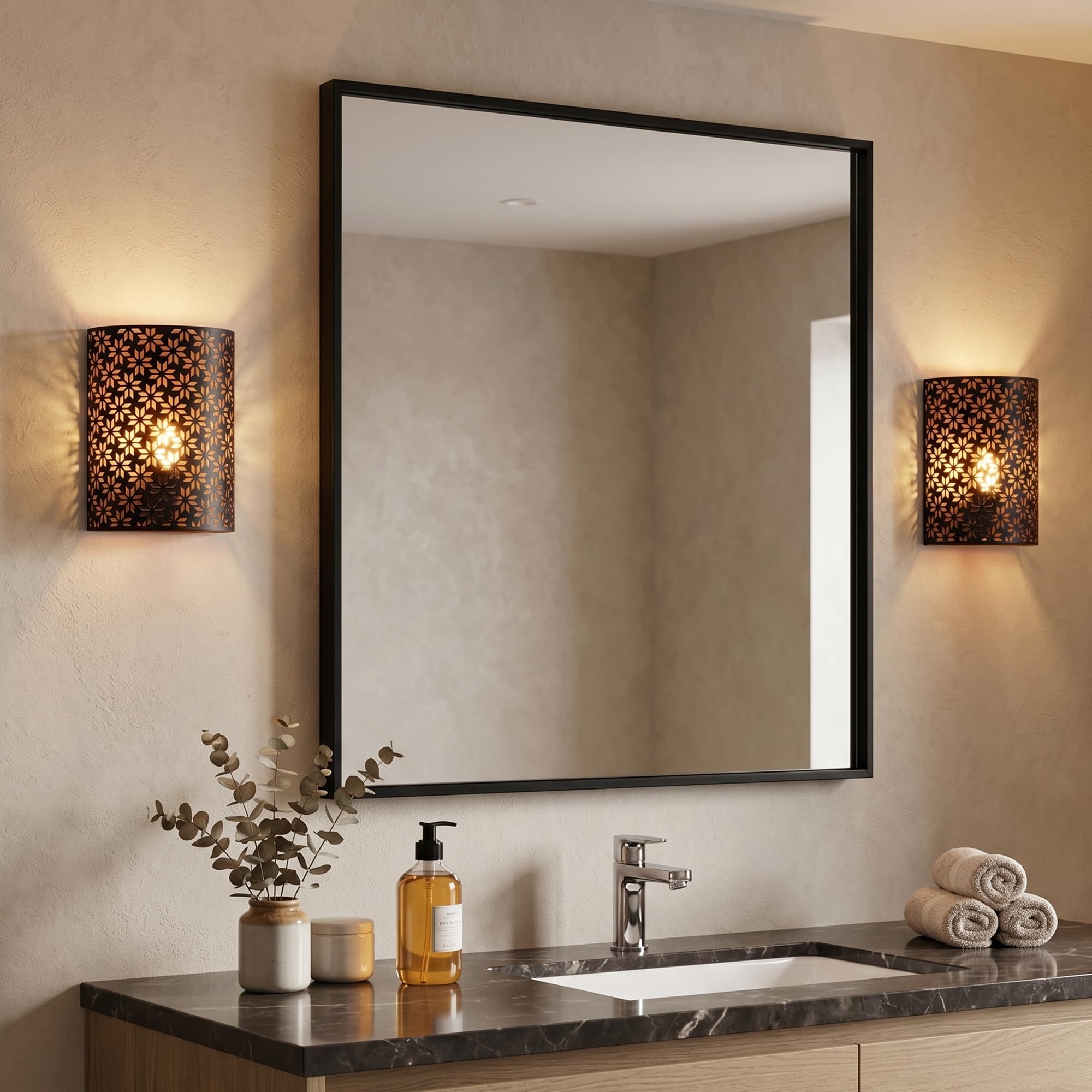 JHY DESIGN Juego de 2 Lámparas de Mesa Con Pilas de 20 cm de Alto Lámpara de Pared Rústica de Metal Con Temporizador de 6 Horas para Sala de Estar Dormitorio Pasillo Escalera (Copo de Nieve)
