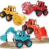 4PCS Construction Toys&comma;Friction Powered Construction Truck Toys Vehicles&comma;Mini Construction Vehicles Toys Sand Truck Toys&comma;Bulldozer Excavator Roller Truck Toys Gift for Kids Boys Girls