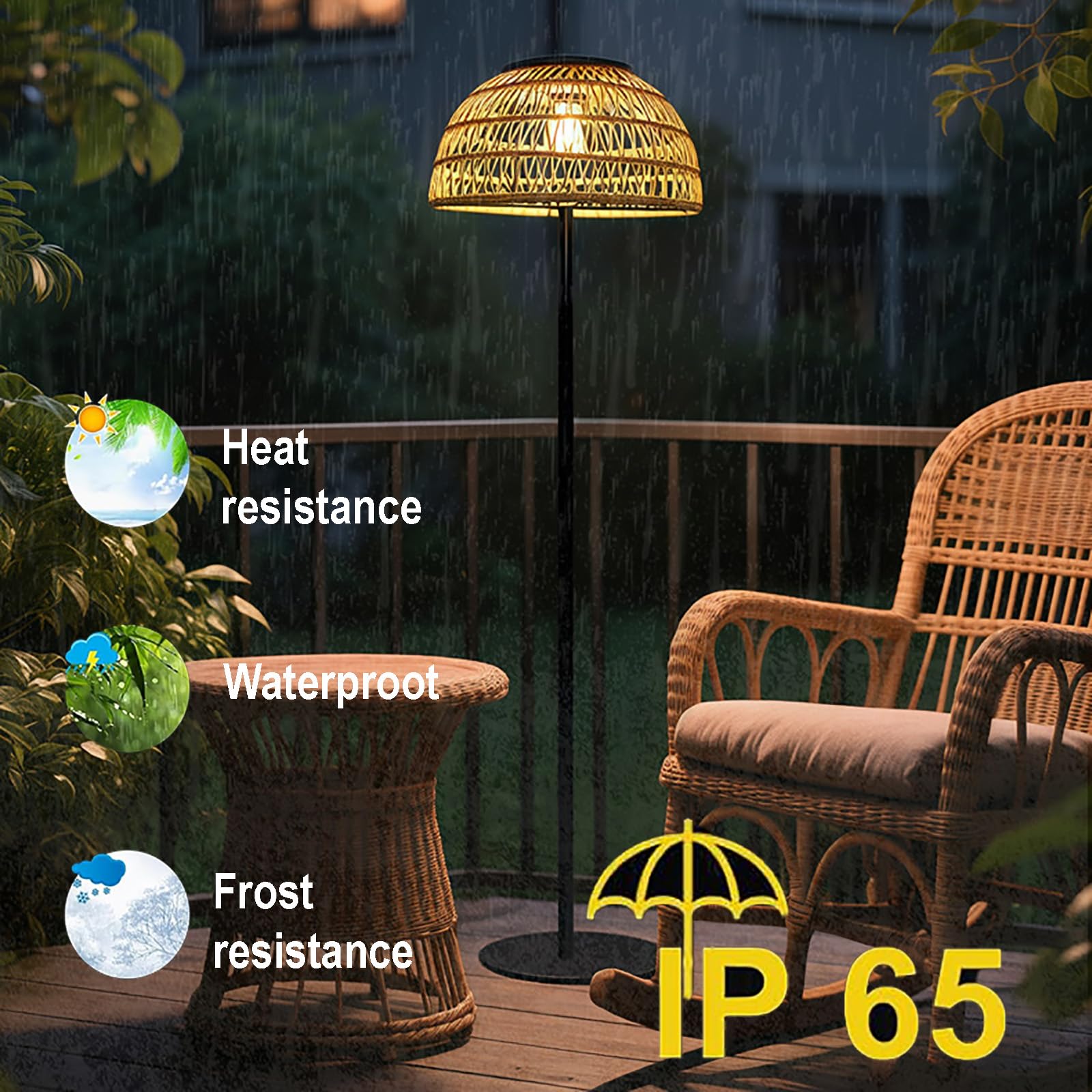 Lámpara solar de pie para exteriores, inalámbrica, patio, terraza, jardín, impermeable, postes de metal, carga solar, USB