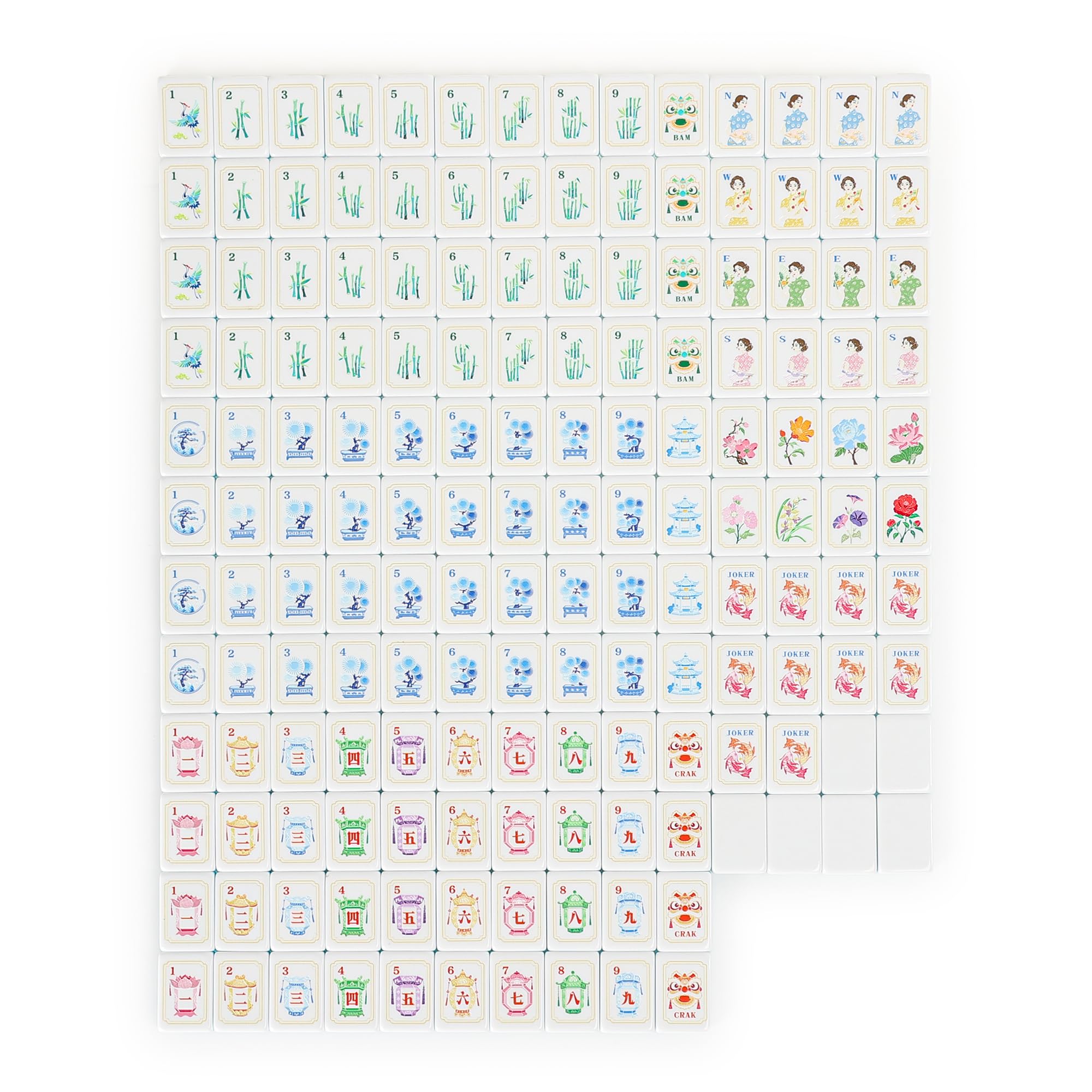 American Mahjong Lot de 160 carreaux acryliques avec sac de