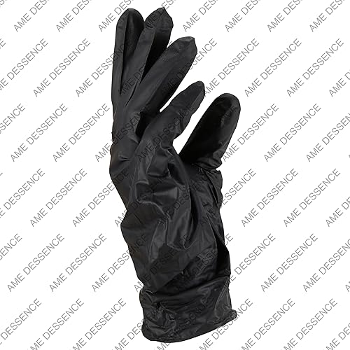 Miniatura 5 de AME D'ESSENCE (100 unidades)  Guantes de nitrilo desechables sin polvo negro, tallas S, M, L y XL, sin látex