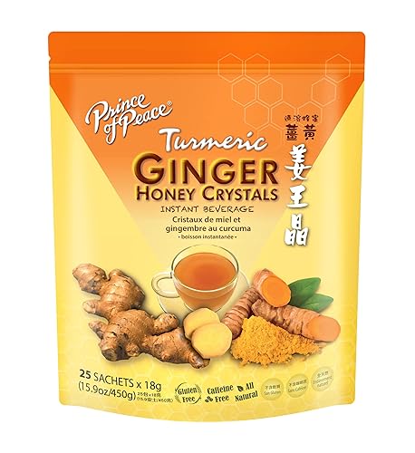 Prince of Peace Instant Ginger Honey Crystals w/Turmeric, 25 Sachets