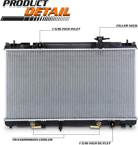 Miniatura 2 de M-AUTO Reemplazo de radiador de aluminio estilo fábrica para Toyota Camry Solara 2004 2005 2006 2.4L transmisión automática 1-5/16 pulgadas entrada,