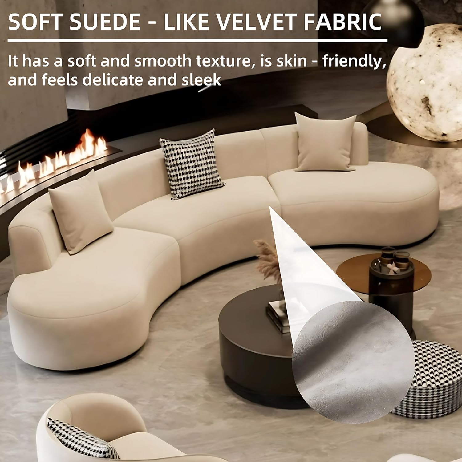 126.8IN Sofa Set for Living Room - Couches for Living Room | Includes 2 Chairs & Round Nested Coffee Table, Soft Sponge Cushions, Suitable for Office, Cafe, Bar (White)