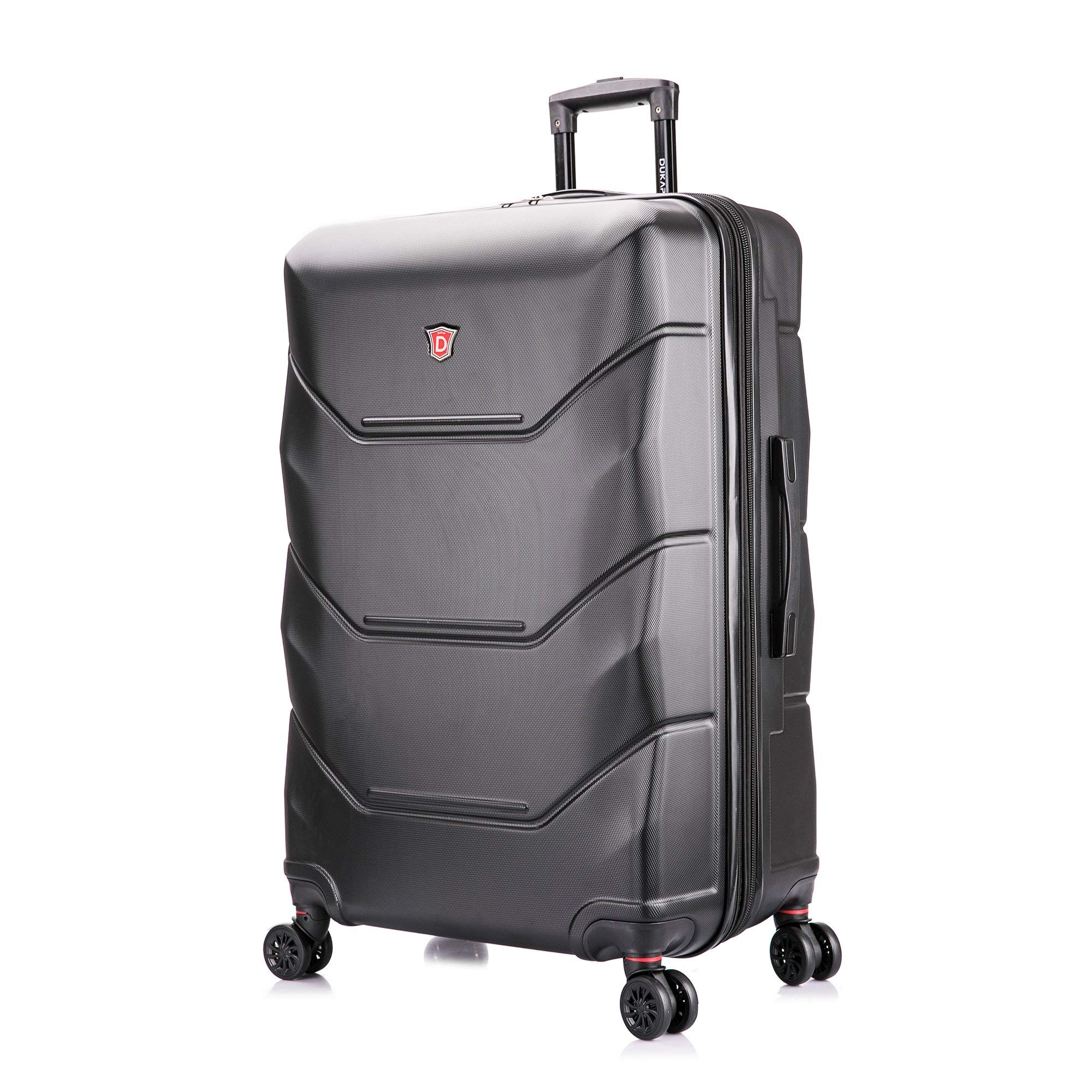 DUKAP ZONIX Luggage with Spinner Wheels | Durable Lightweight Hardside Suitcase, Spacious Travel Bag with Handle and Trolley | 30 Inch Large Checked Luggage | Black