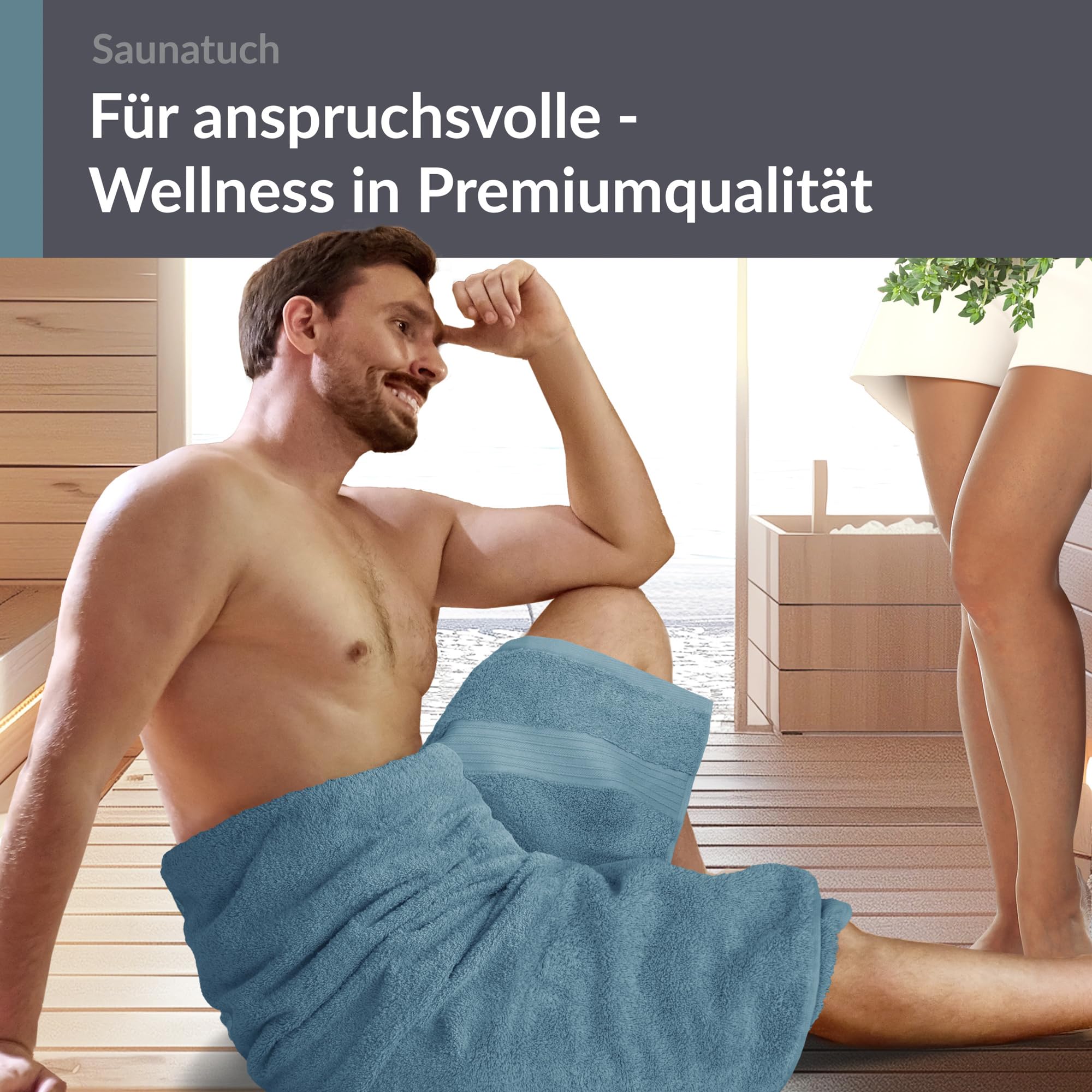 Lashuma Badetuch groß 100x200 cm Baumwolle, Linz Saunahandtuch XXL, Frottee Handtuch in Tauben Blau für Spa und Sauna