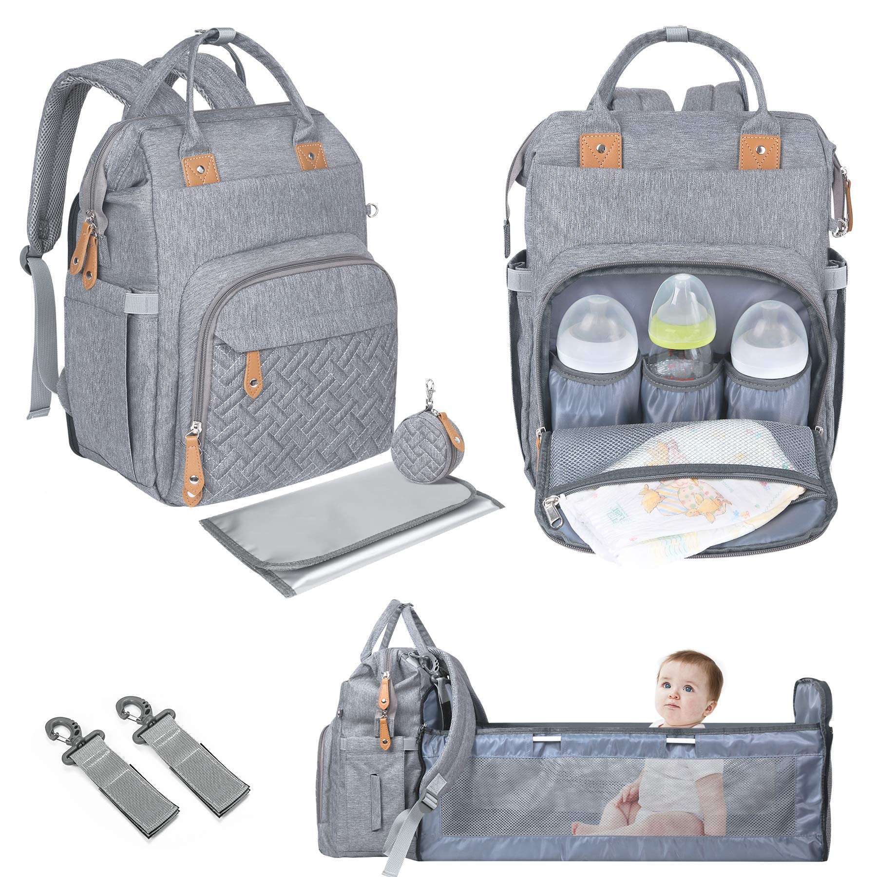 Diaper Bag Backpack with Changing Station, Pacifier Case and